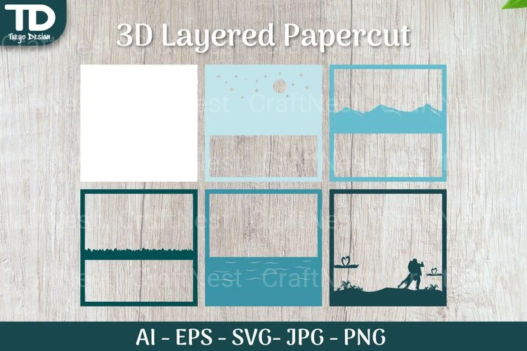 Shadow Box Dance Scene Layered Papercut SVG - Image 2