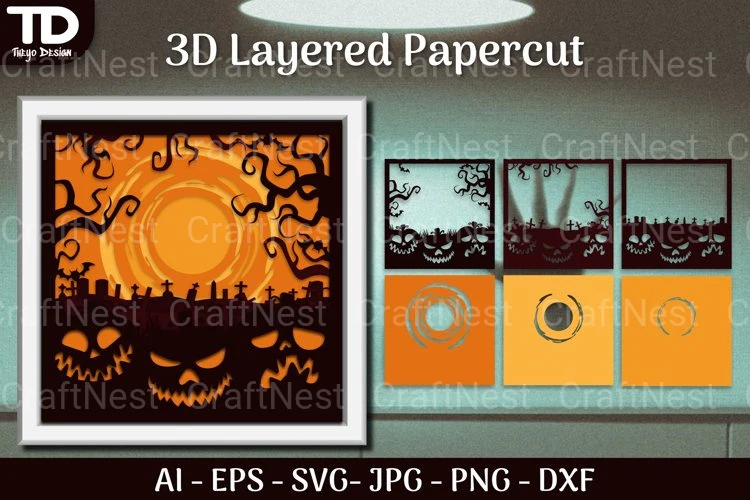 Shadow Helloween Layered Papercut SVG