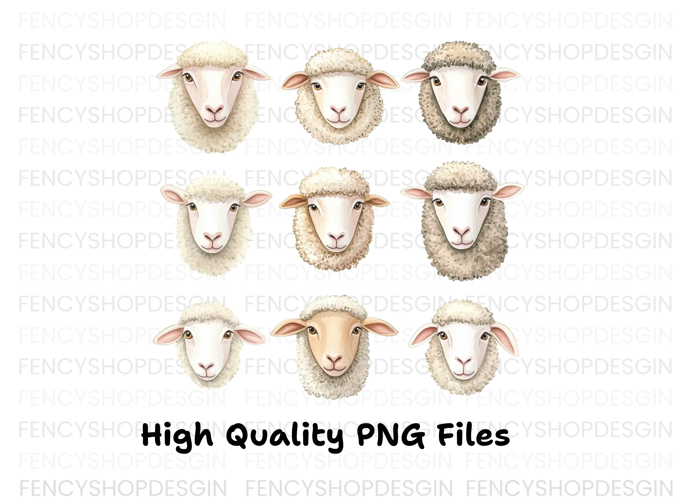 Sheep Faces Clipart Bundle - Image 2
