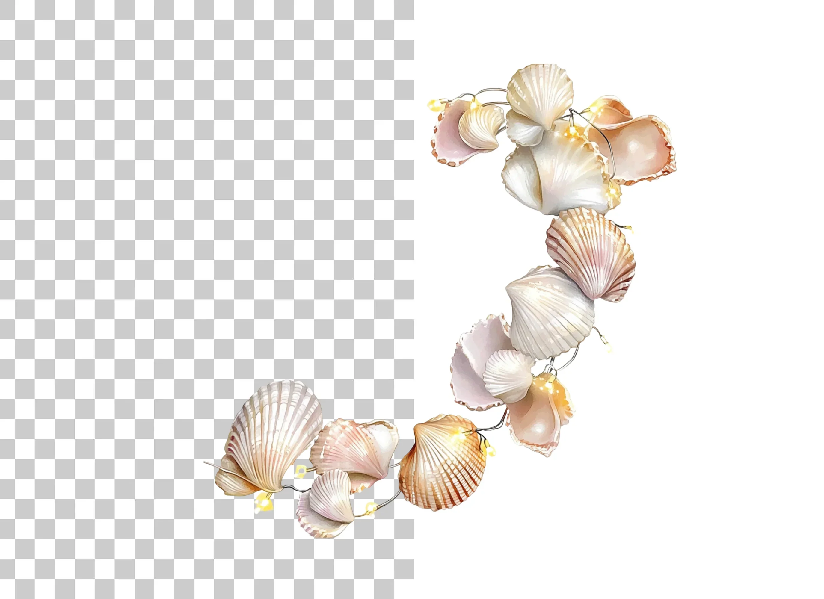 Shimmering Seashell Garland Clipart Bundle - Image 2