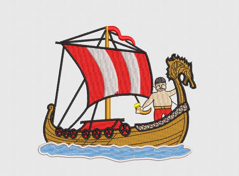 Ship Embroidery Design