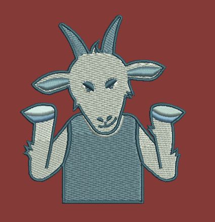 Shrugging Goat Icon Embroidery Design