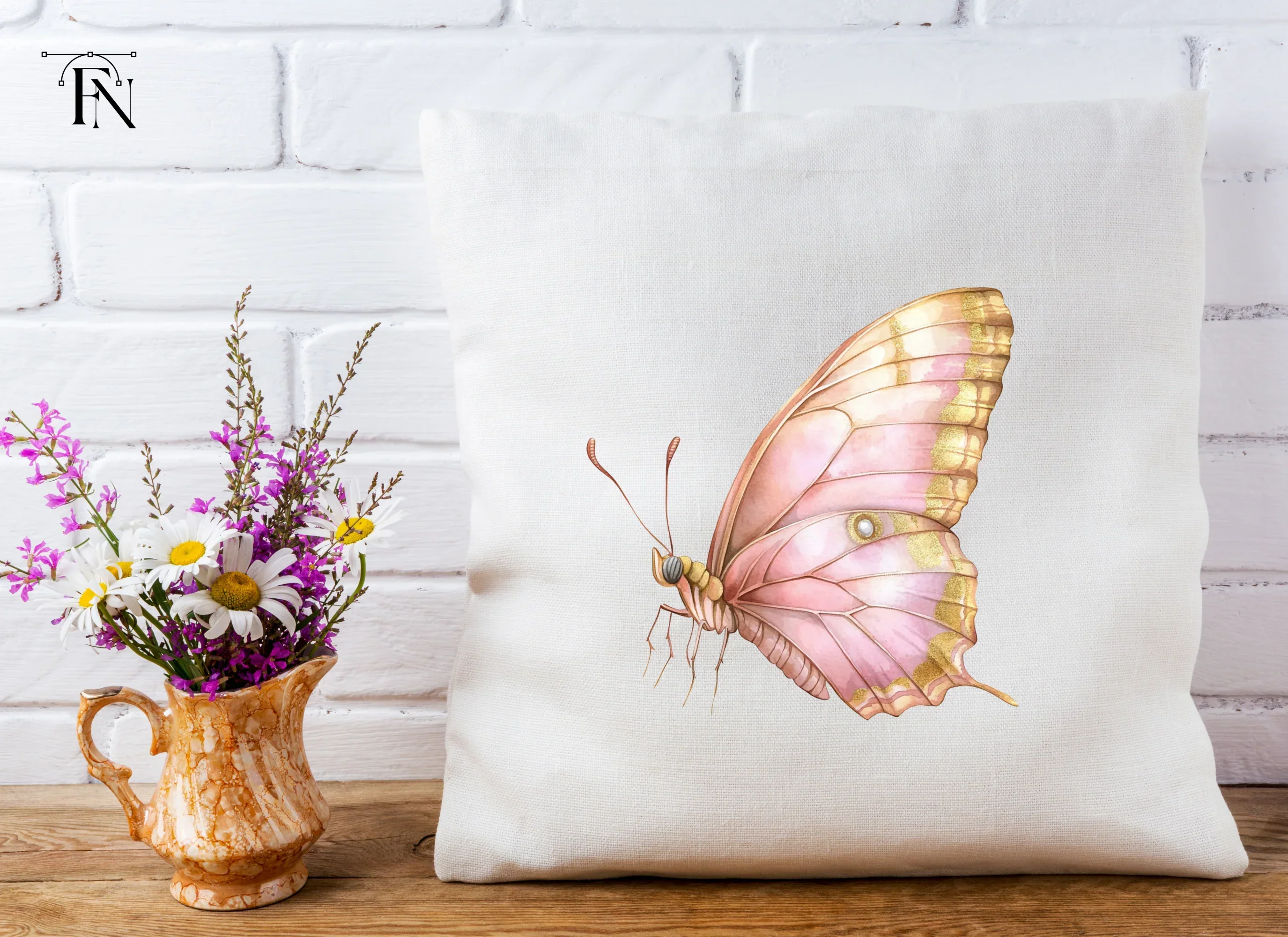 Side View Pink and Gold Butterfly Clipart Bundle - Image 5