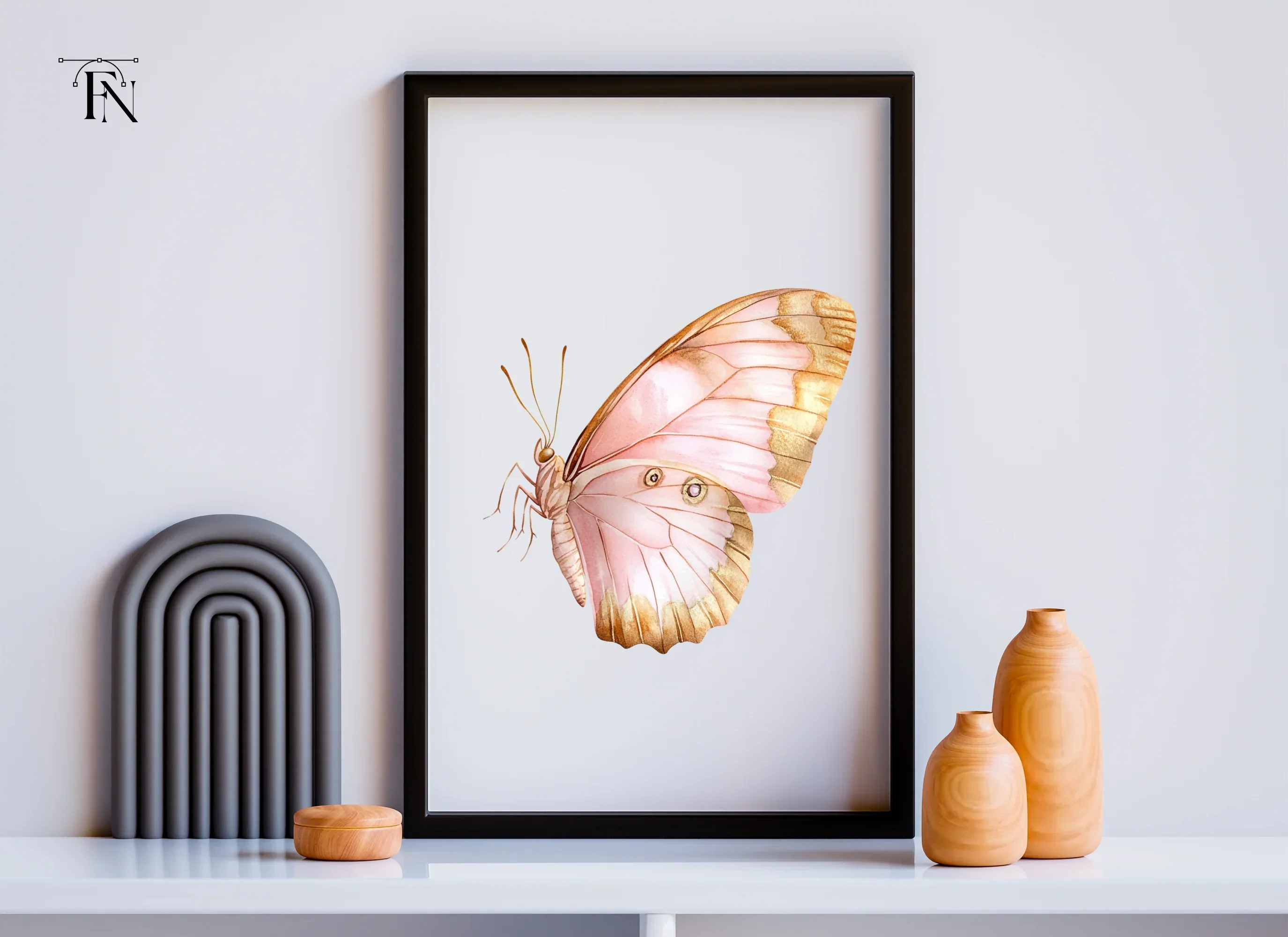 Side View Pink and Gold Butterfly Clipart Bundle - Image 6