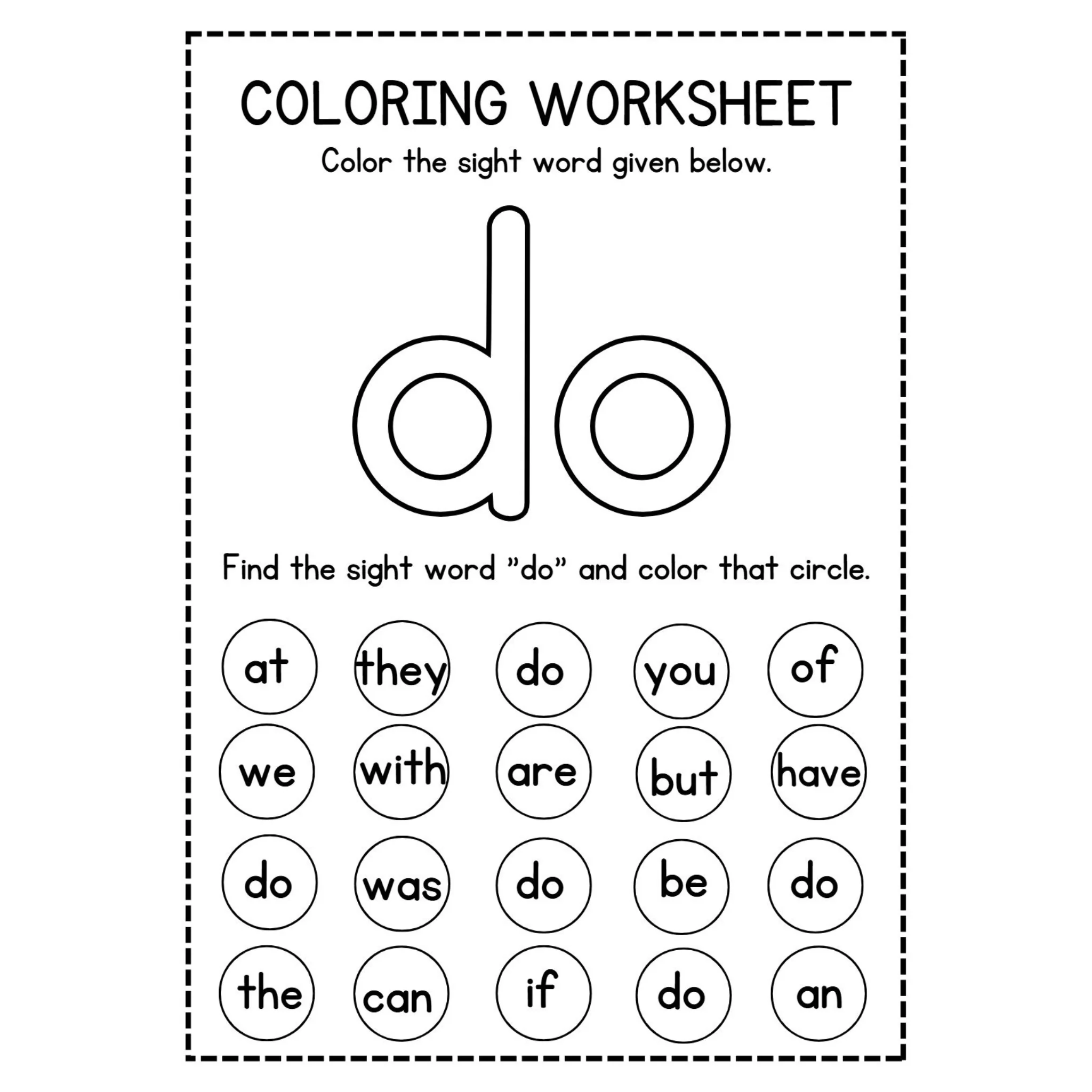 Sight Word Coloring Worksheets - Image 2