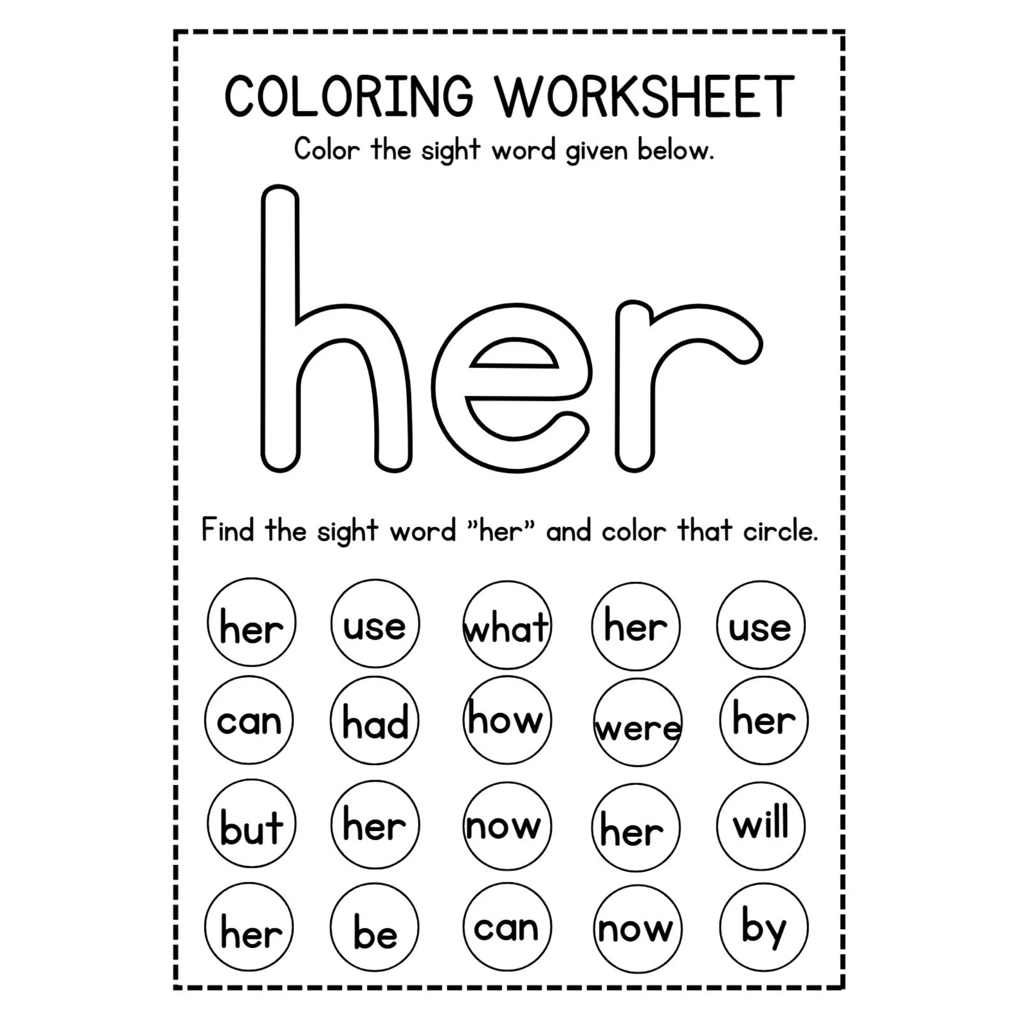 Sight Word Coloring Worksheets - Image 3