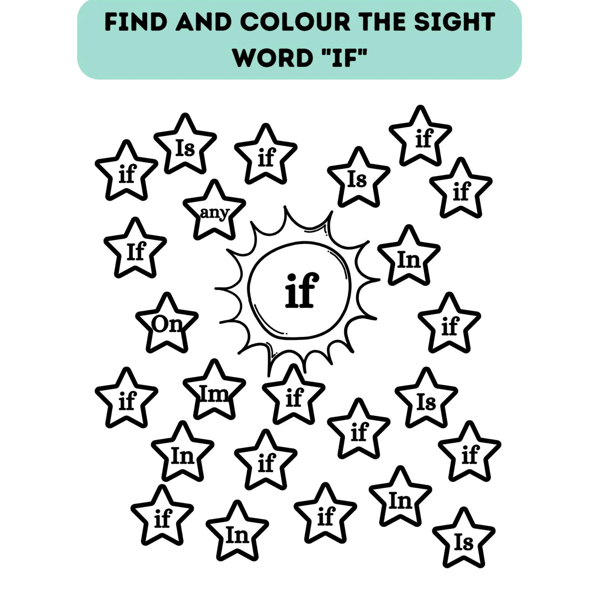 Sight Word Find and Color Worksheets