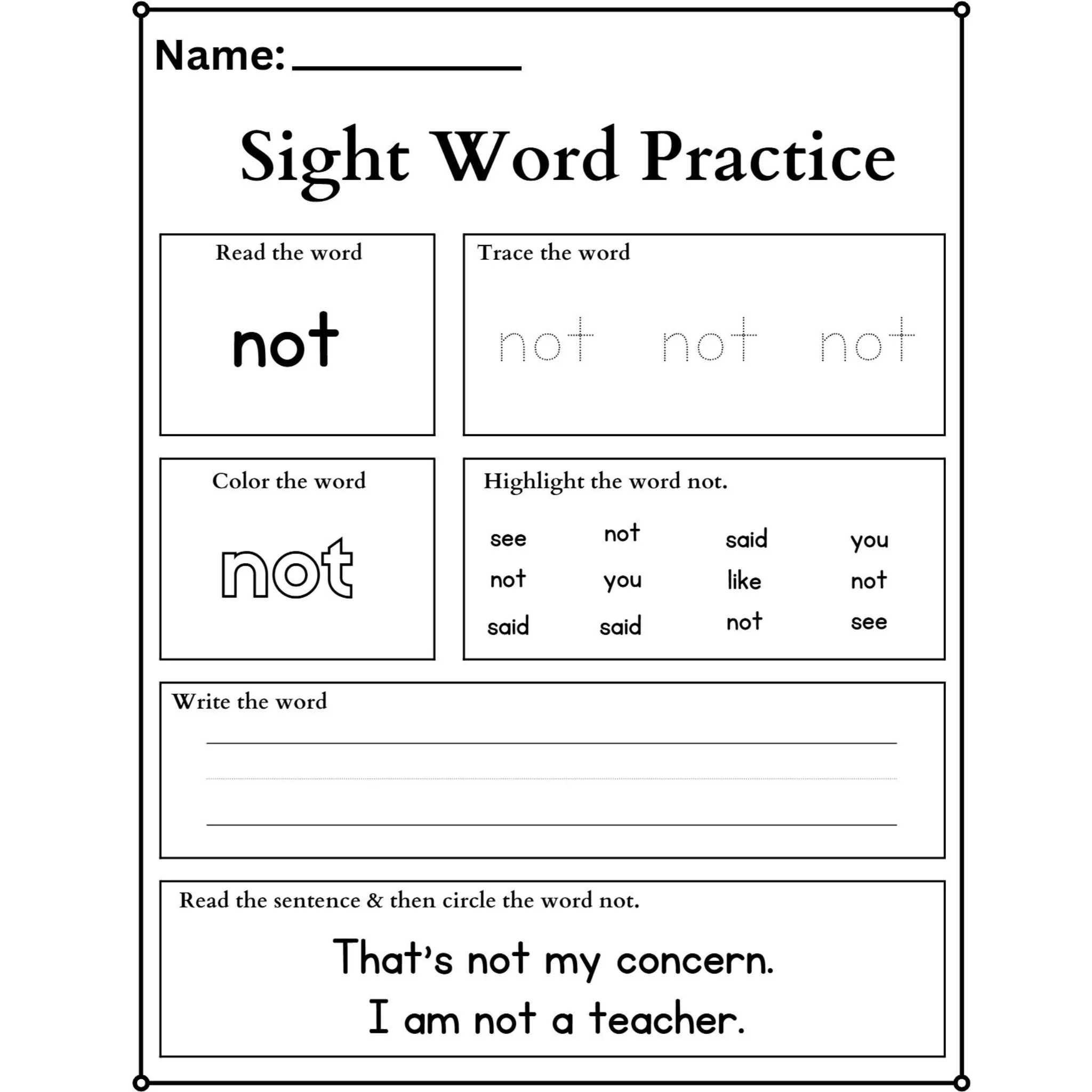 Sight Word Practice Tracing Worksheets - Image 3
