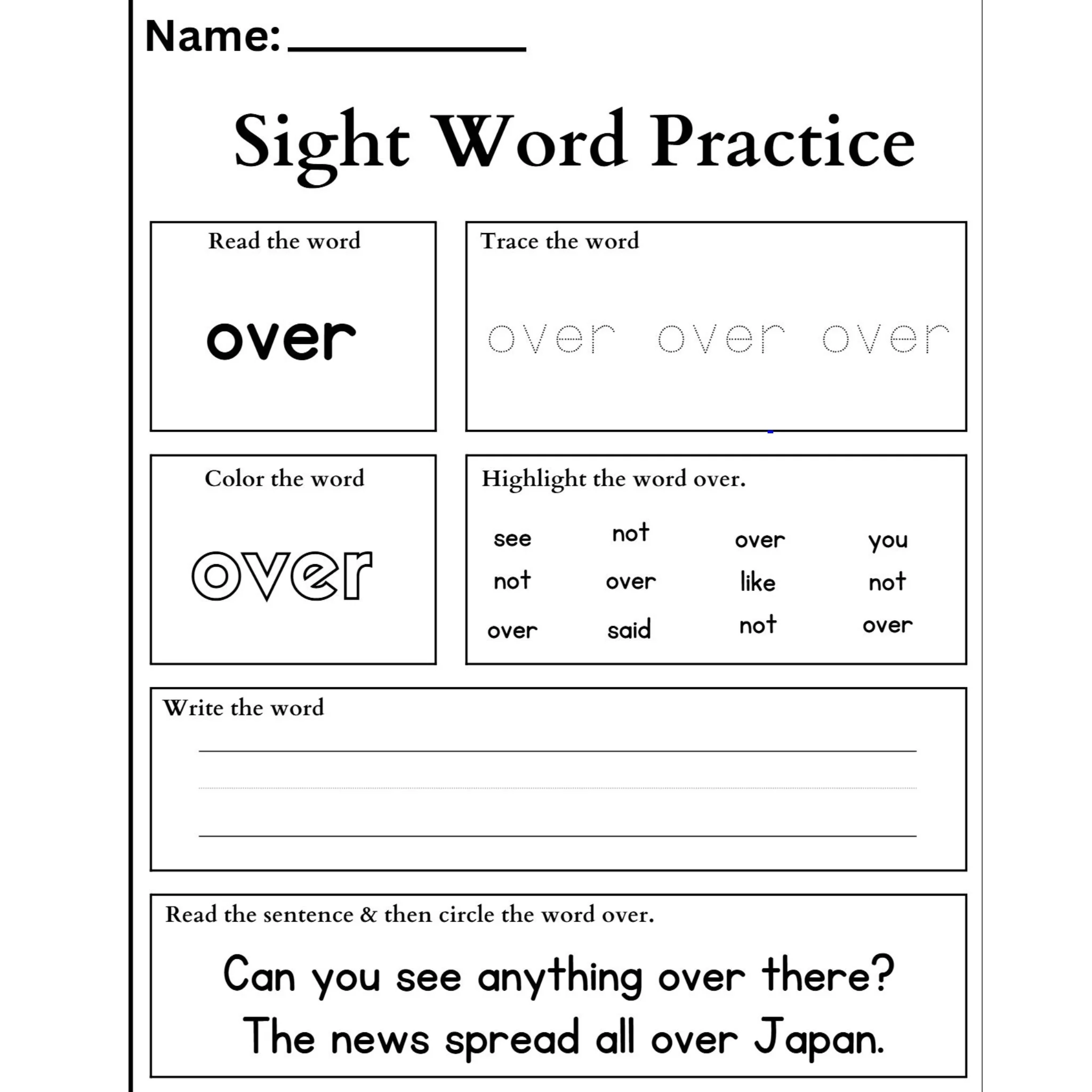 Sight Word Practice Tracing Worksheets - Image 4