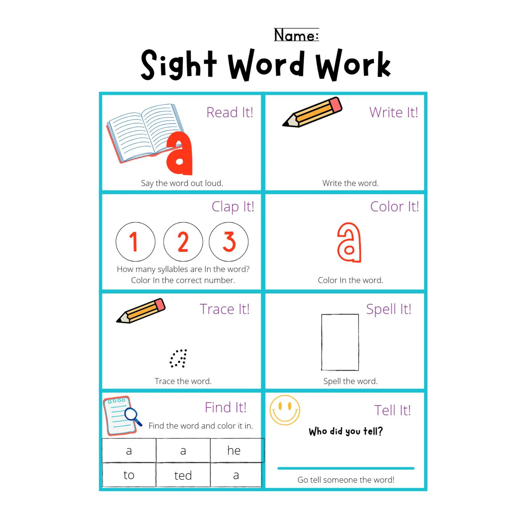 Sight Word Work Worksheets - Image 2