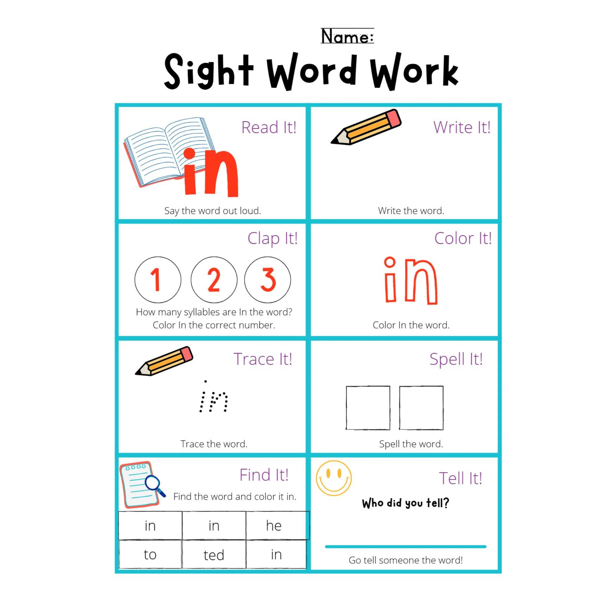 Sight Word Work Worksheets - Image 3