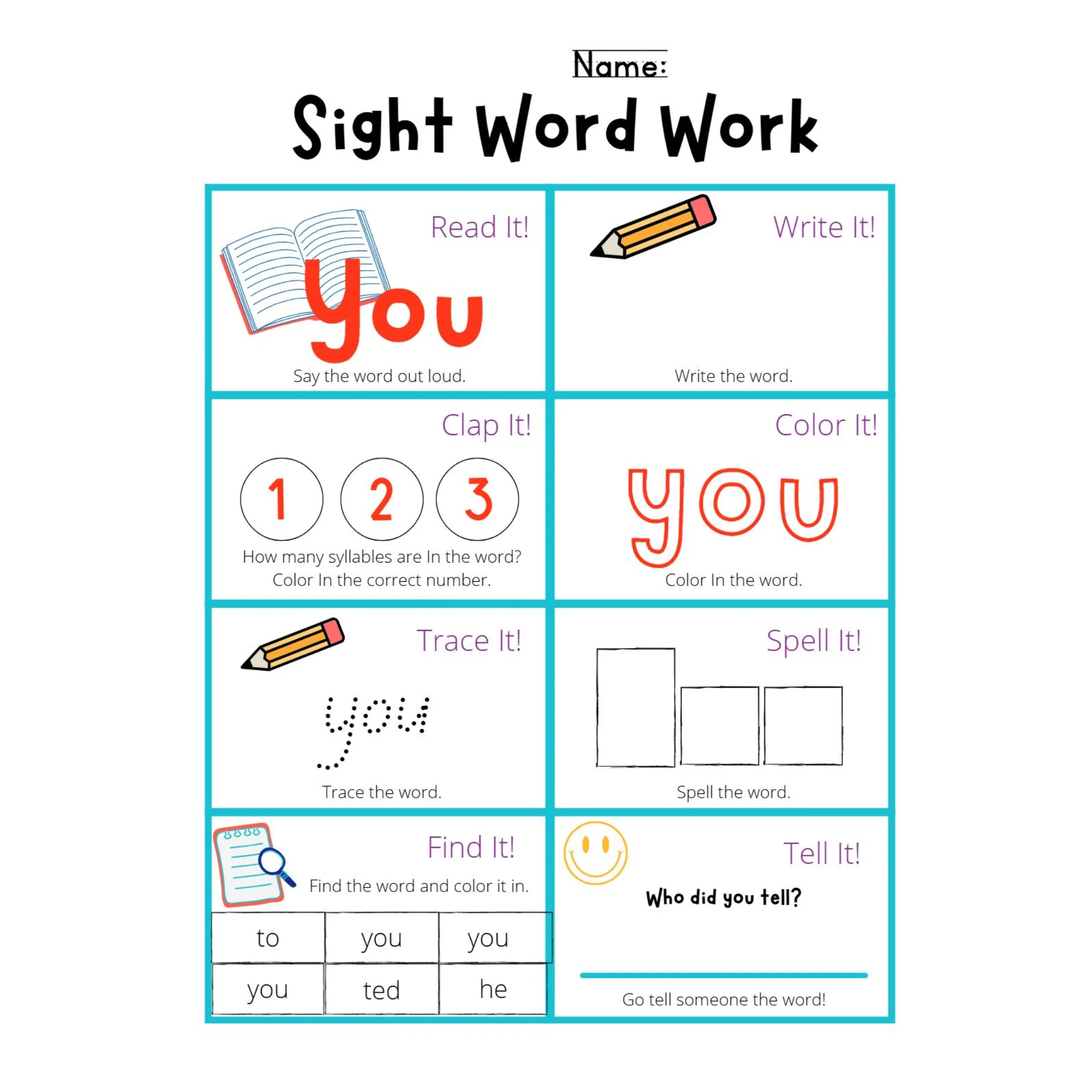 Sight Word Work Worksheets - Image 4