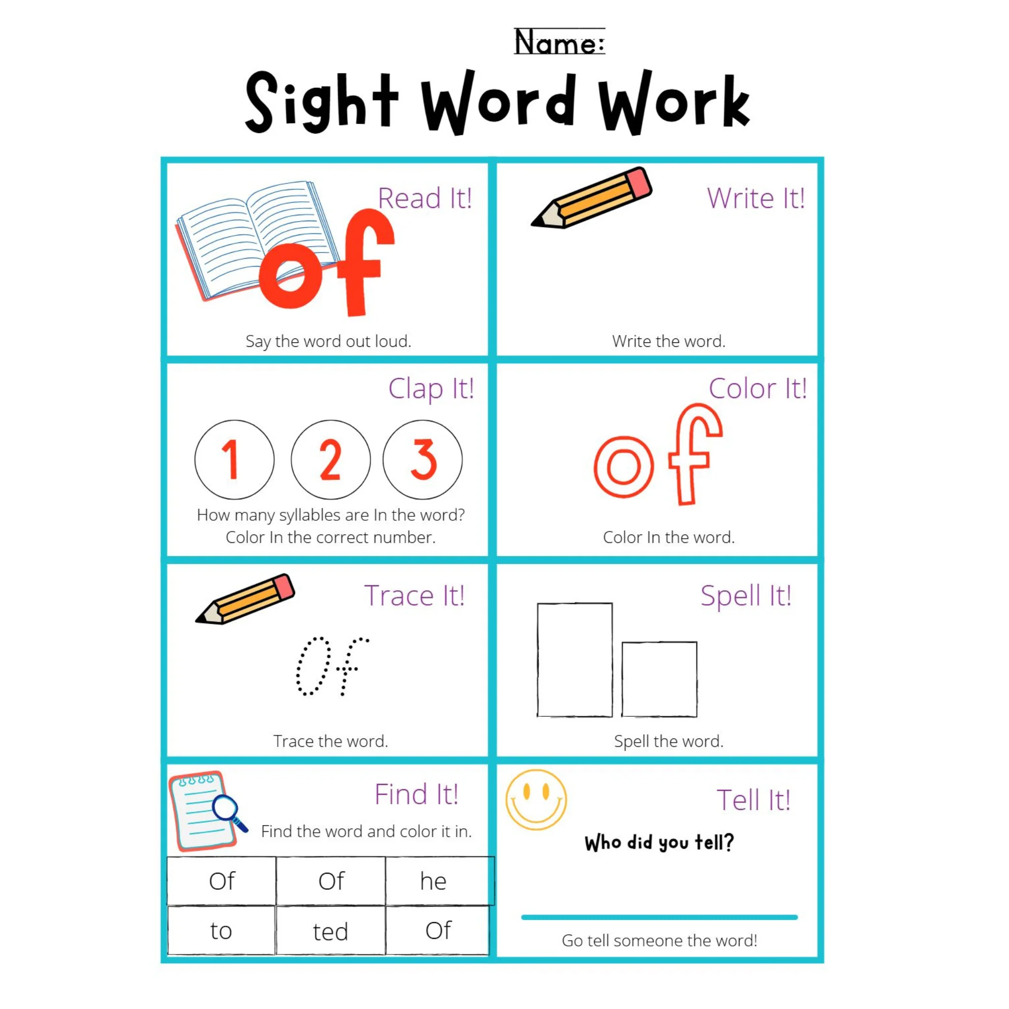 Sight Word Work Worksheets - Image 5