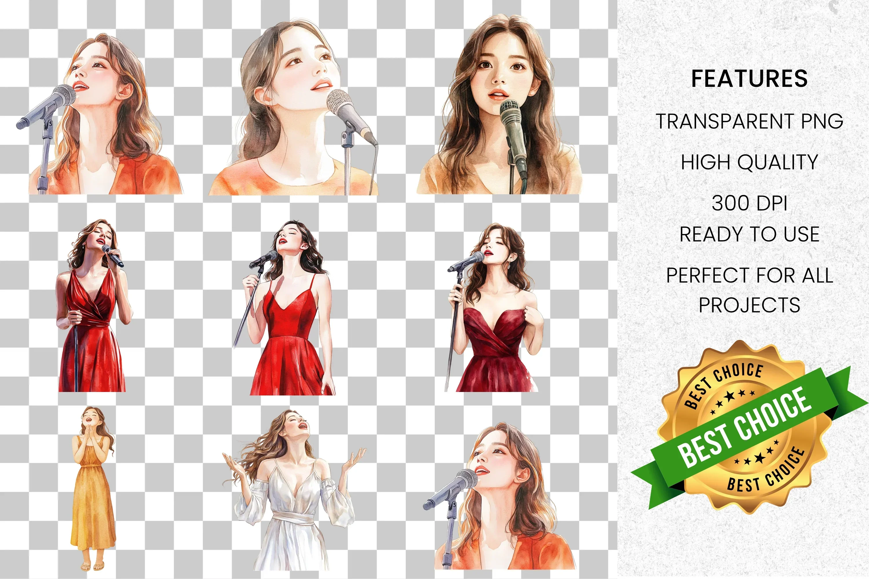 Singing Women Clipart Bundle - Image 8