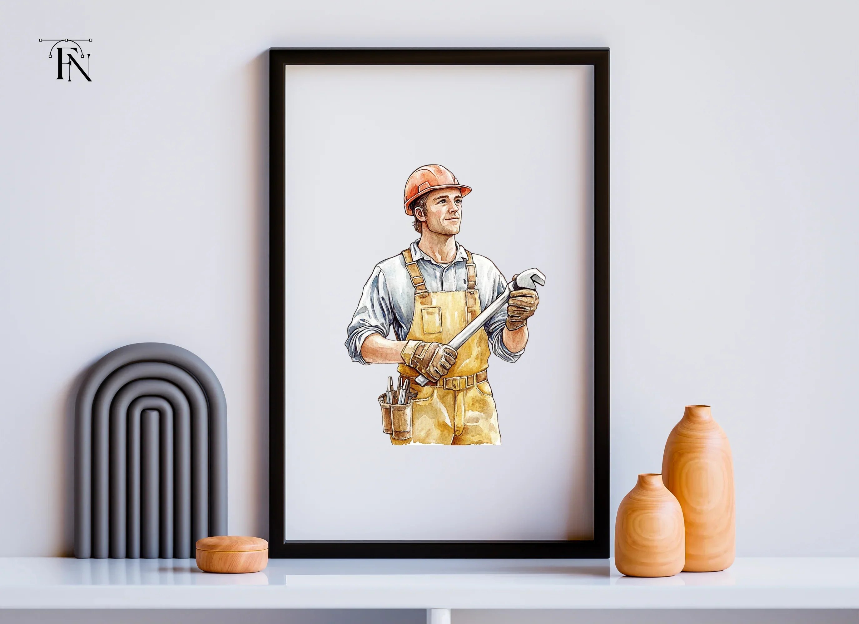 Skilled Worker with Wrench Clipart Bundle - Image 5