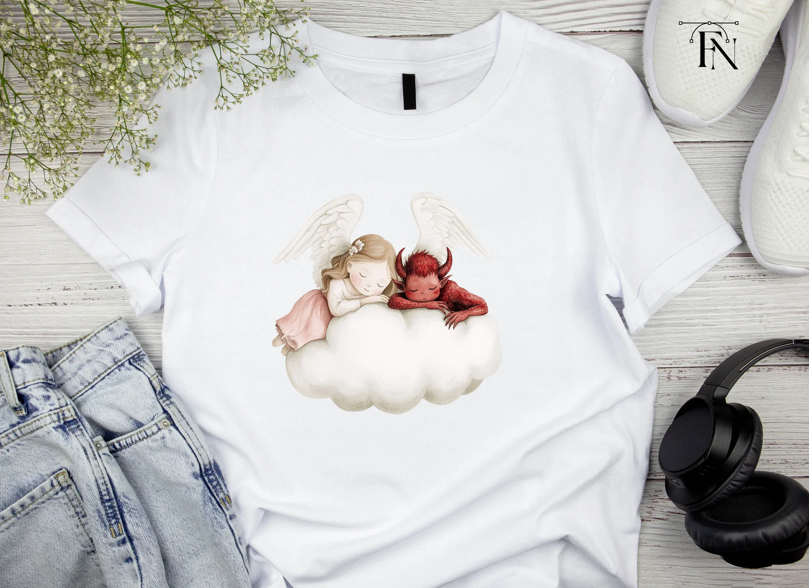 Sleeping Angels and Devils Clipart Bundle - Image 4