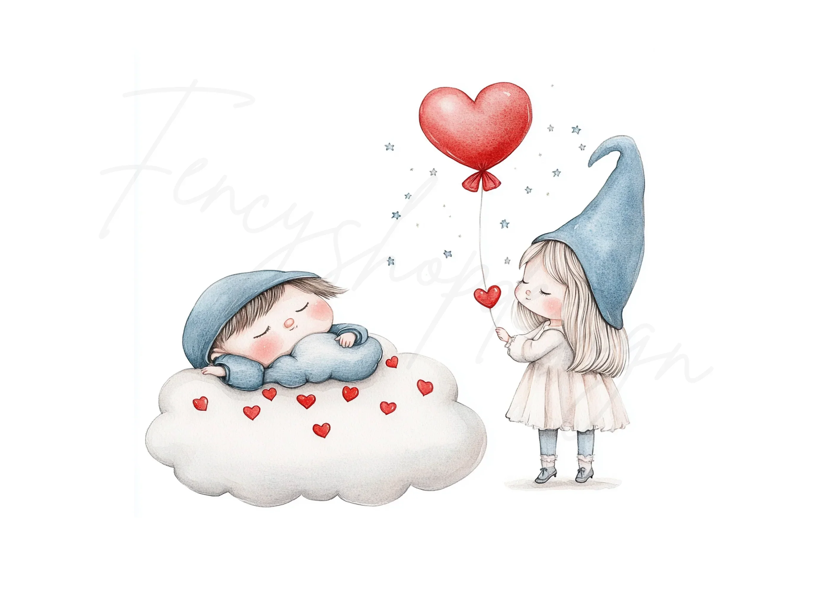 Sleeping Babies and Hearts Clipart Bundle - Image 3