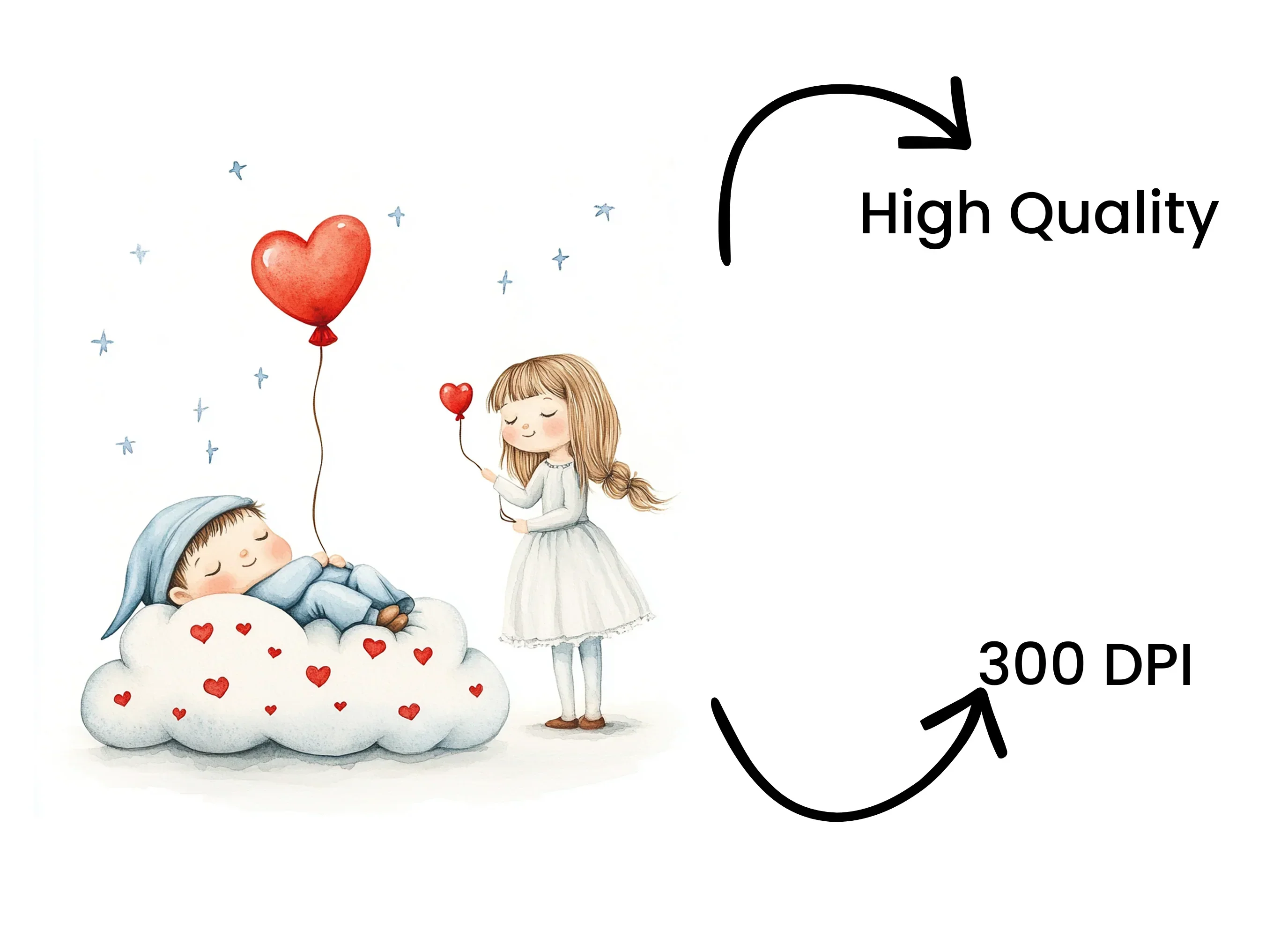 Sleeping Babies and Hearts Clipart Bundle - Image 4