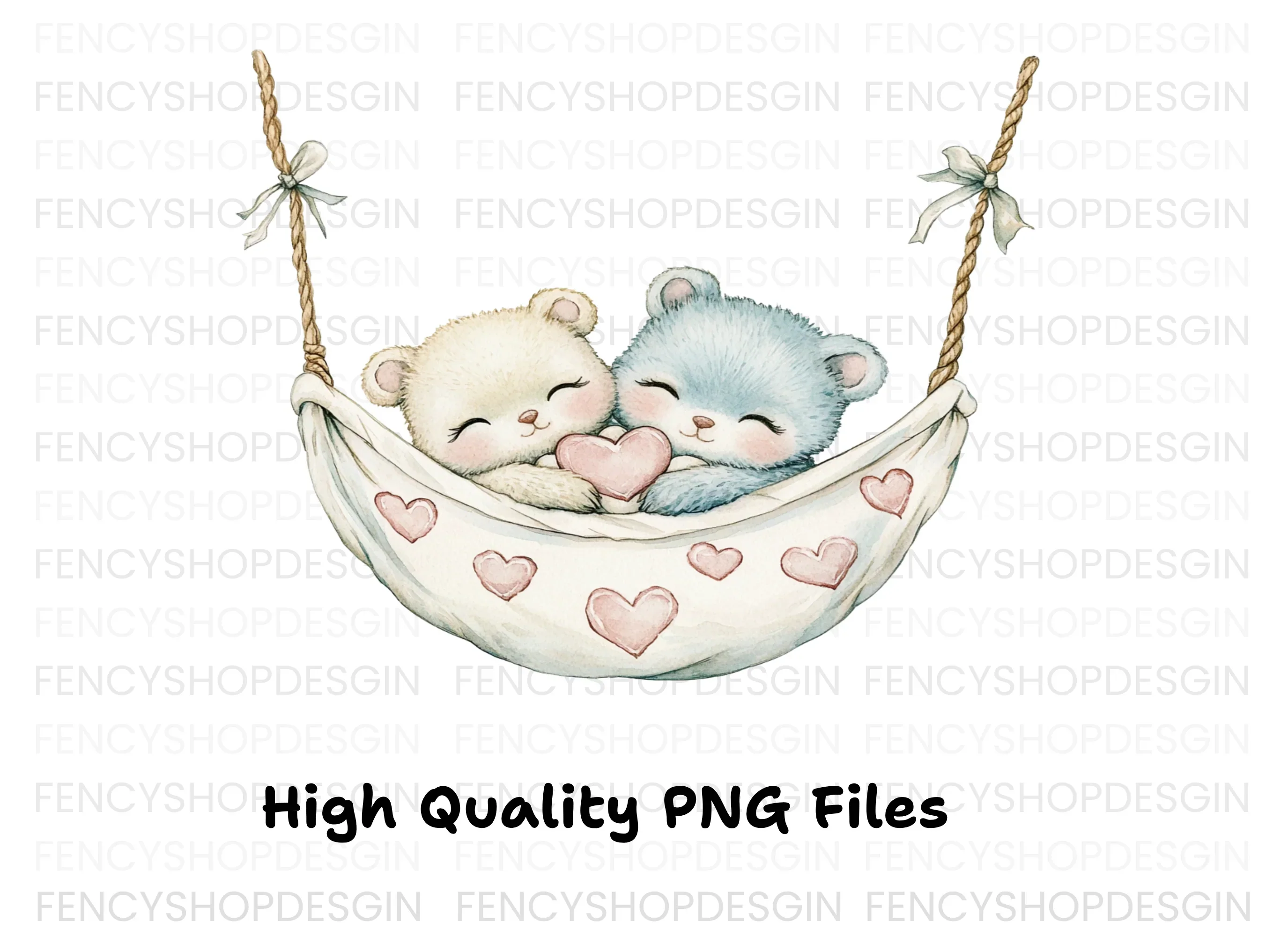 Sleeping Bear Couples in Hammocks Clipart Bundle - Image 3