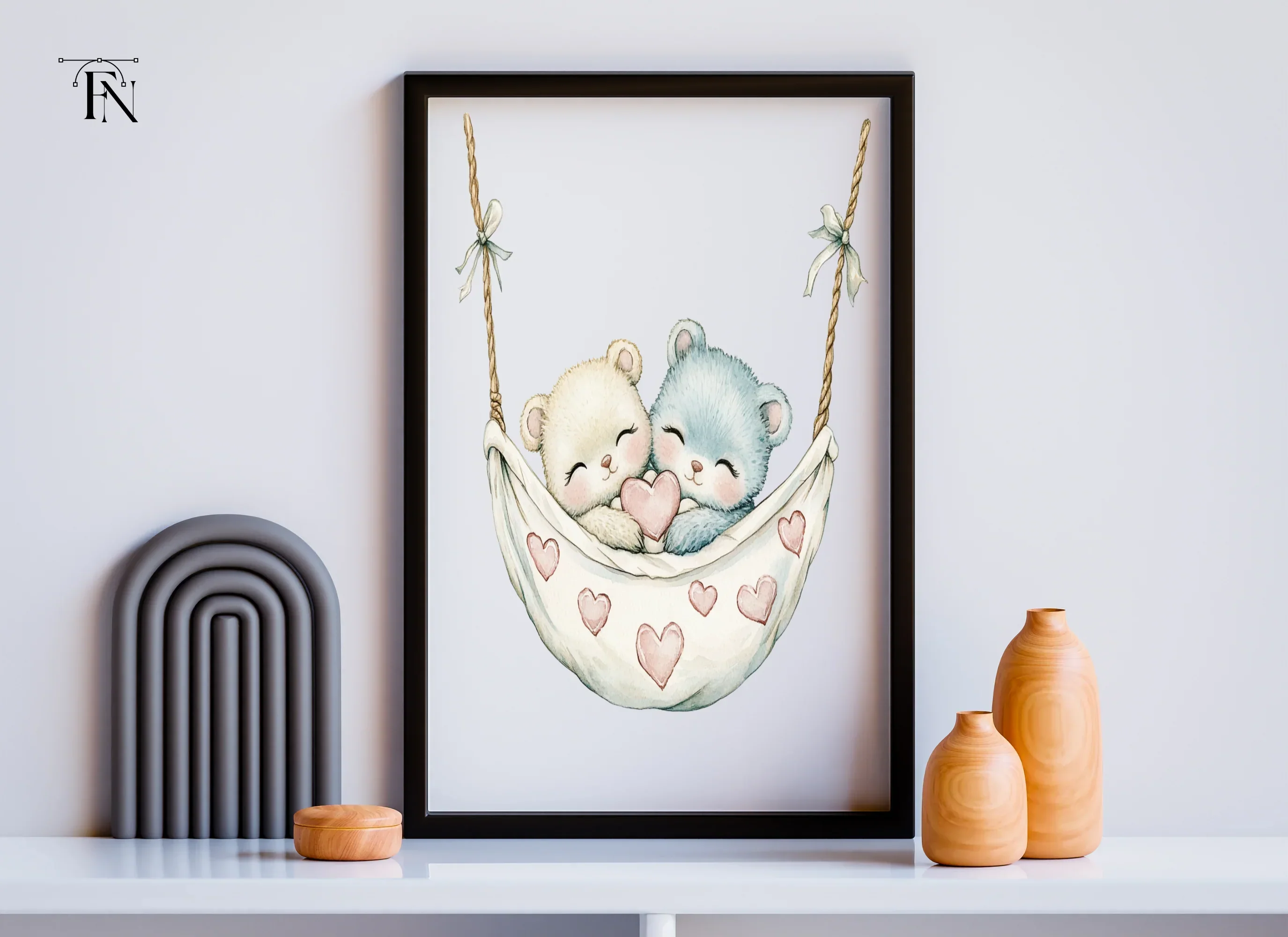 Sleeping Bear Couples in Hammocks Clipart Bundle - Image 6