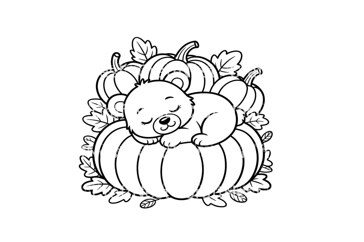 Sleeping Bear on Pumpkins Coloring Books - Image 2