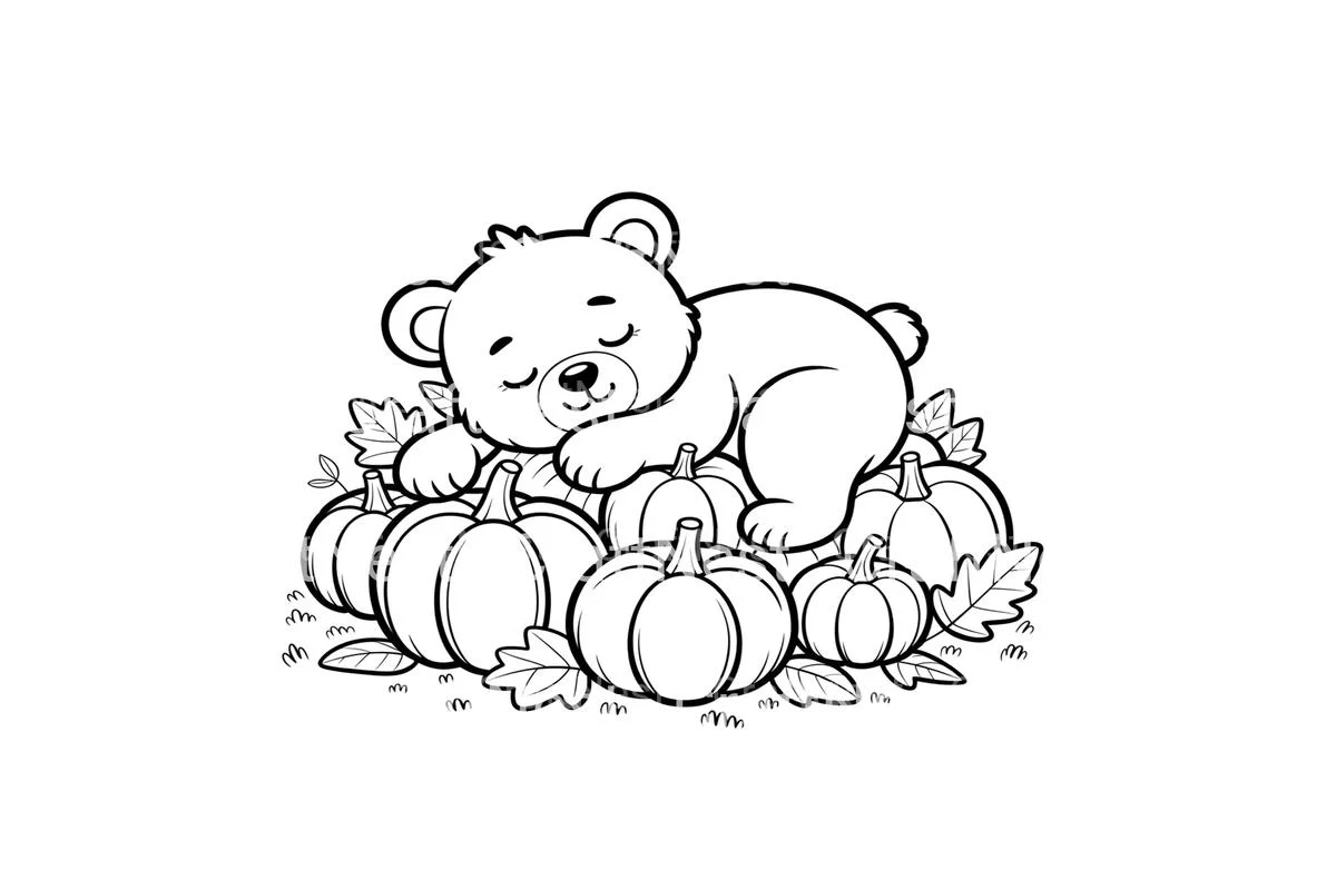 Sleeping Bear on Pumpkins Coloring Books - Image 4