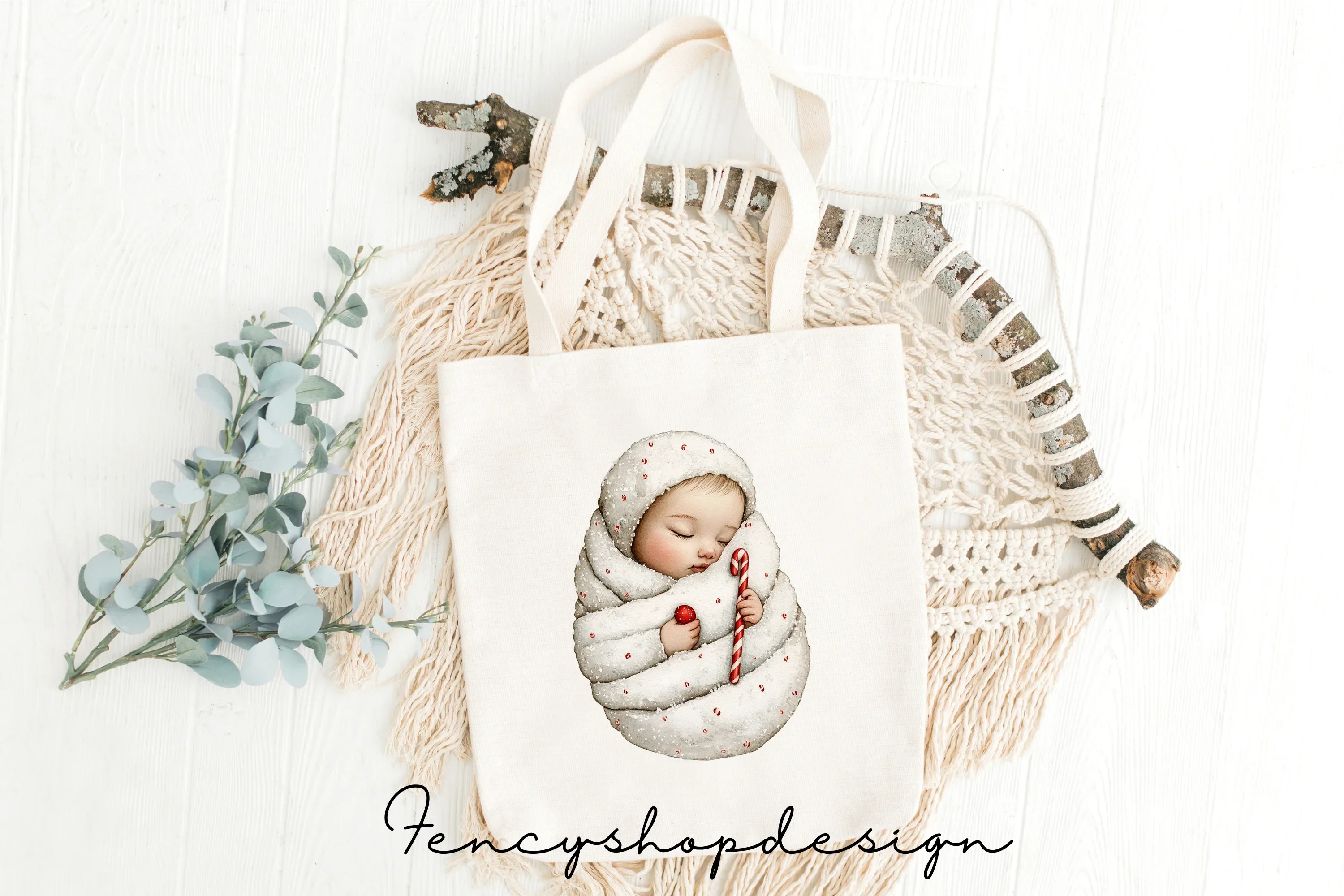 Sleeping Christmas Babies Clipart Bundle - Image 8