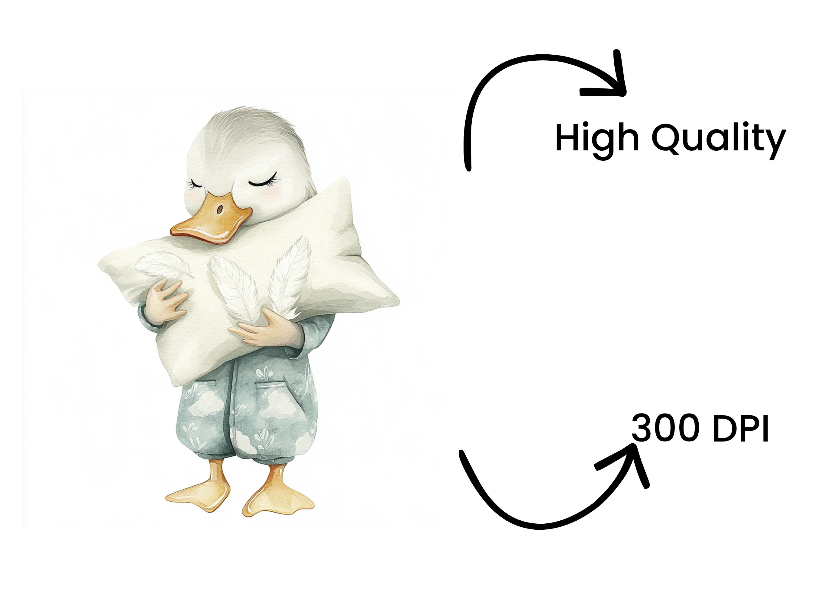 Sleeping Duckling with Pillow Clipart Bundle - Image 4