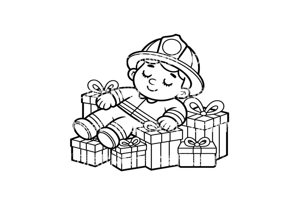 Sleeping Firefighter Christmas Coloring Books - Image 4