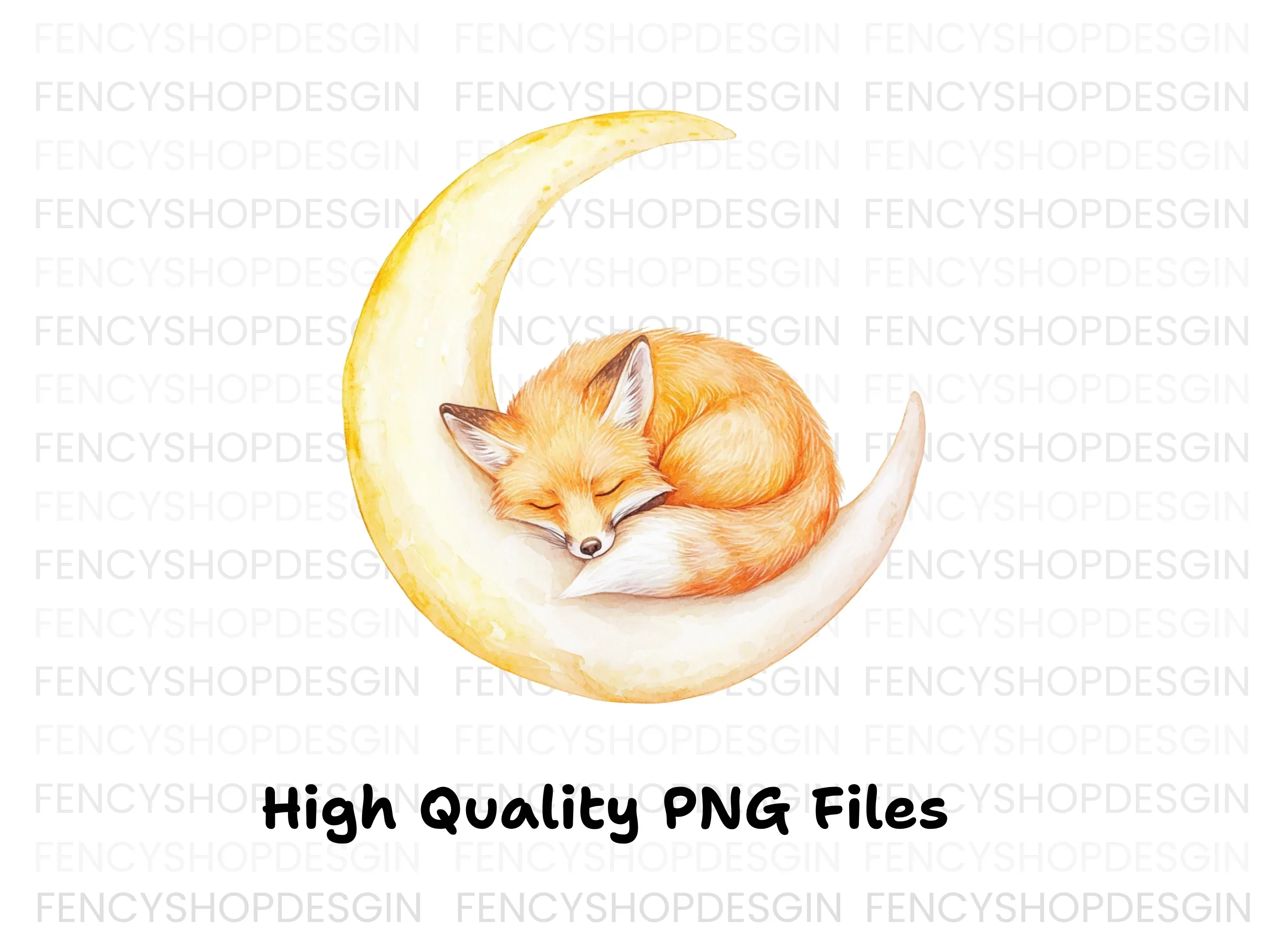 Sleeping Fox on Moon Clipart Bundle - Image 2