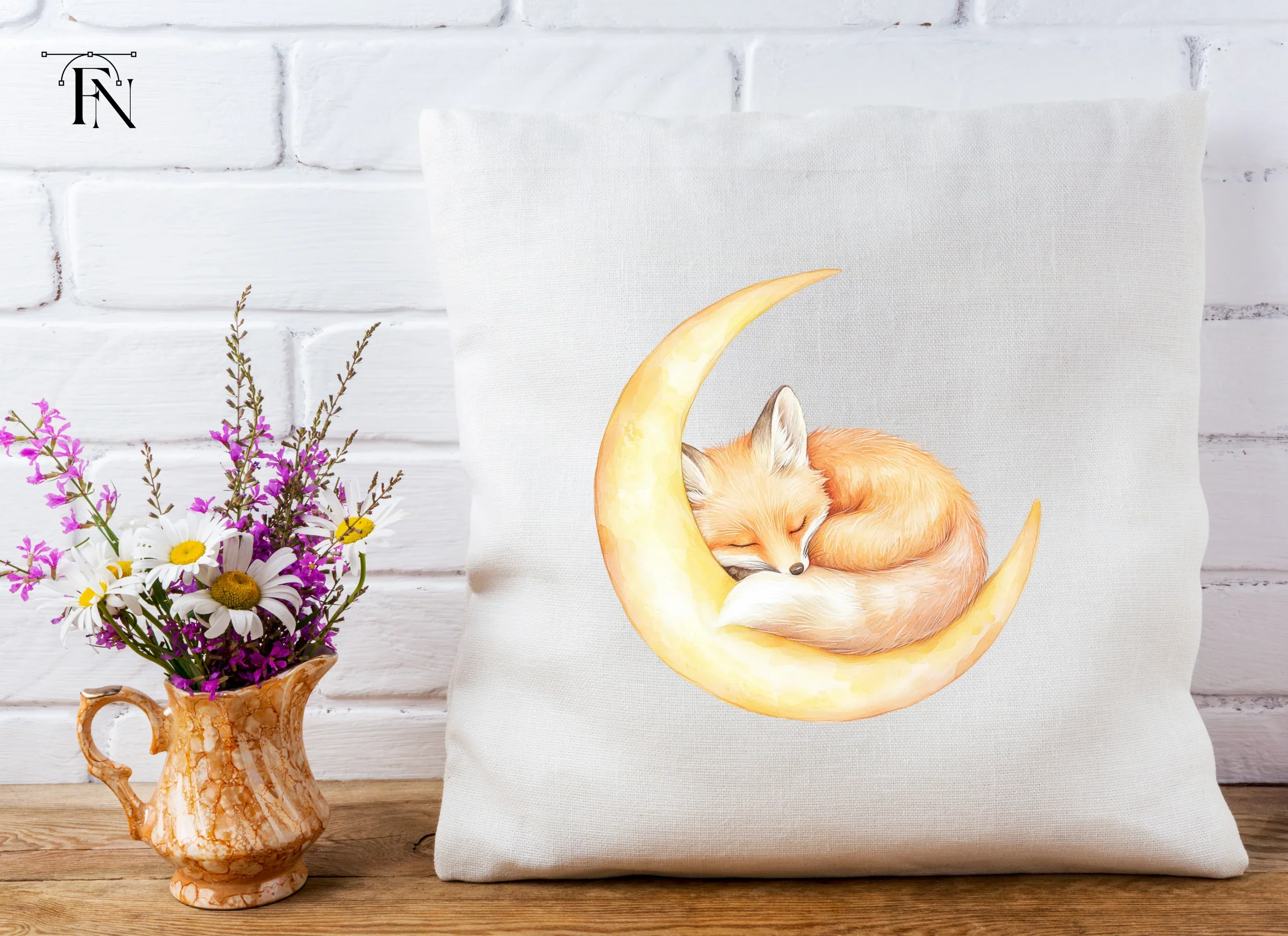 Sleeping Fox on Moon Clipart Bundle - Image 4