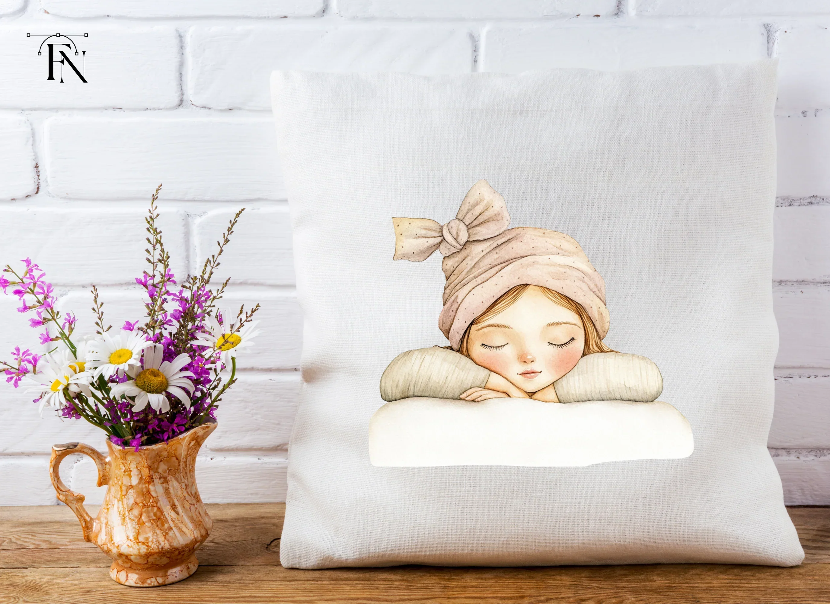Sleeping Girl with Bow Hat Clipart Bundle - Image 4
