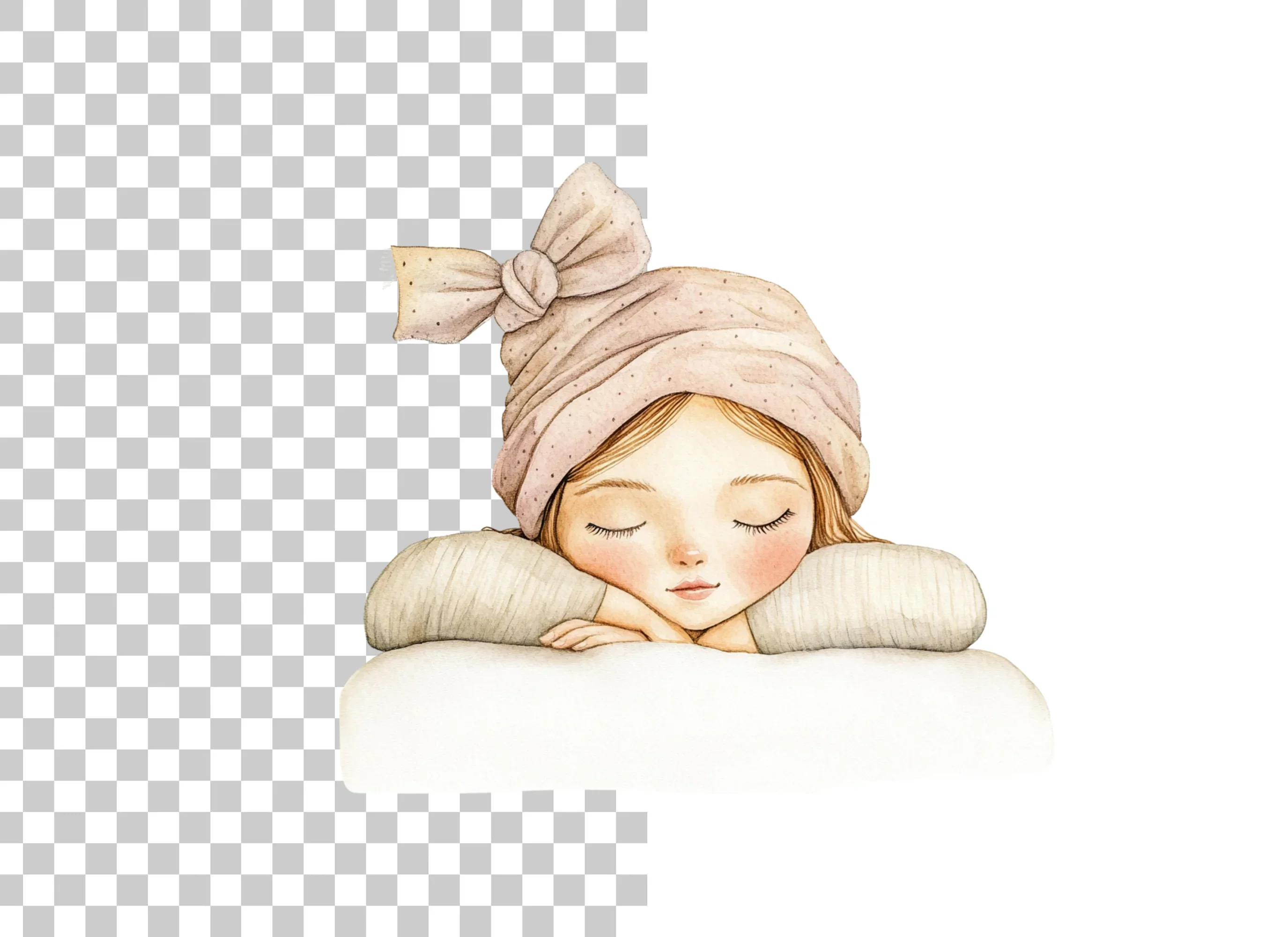 Sleeping Girl with Bow Hat Clipart Bundle - Image 6