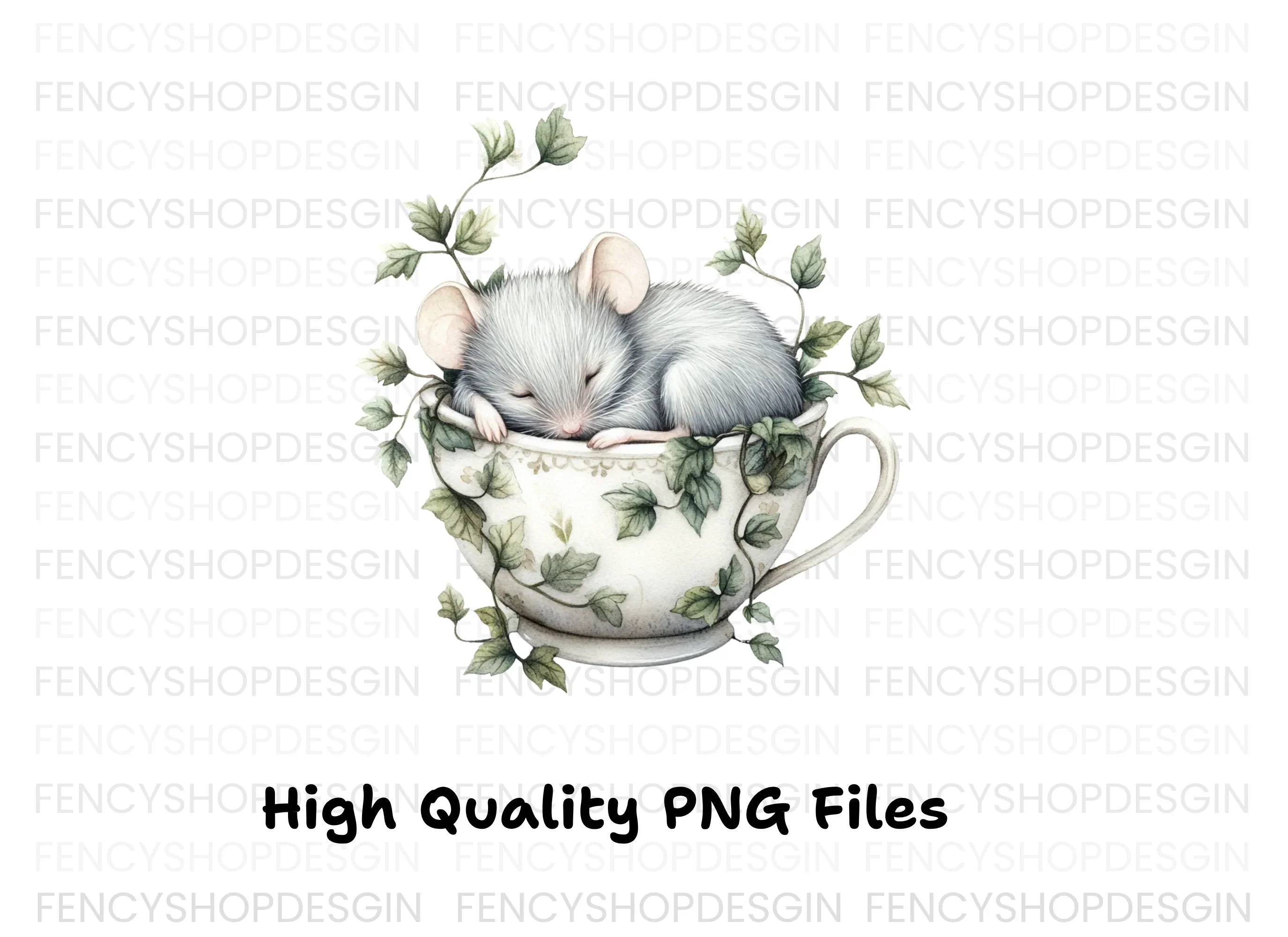 Sleeping Mice in Teacups Clipart Bundle - Image 3