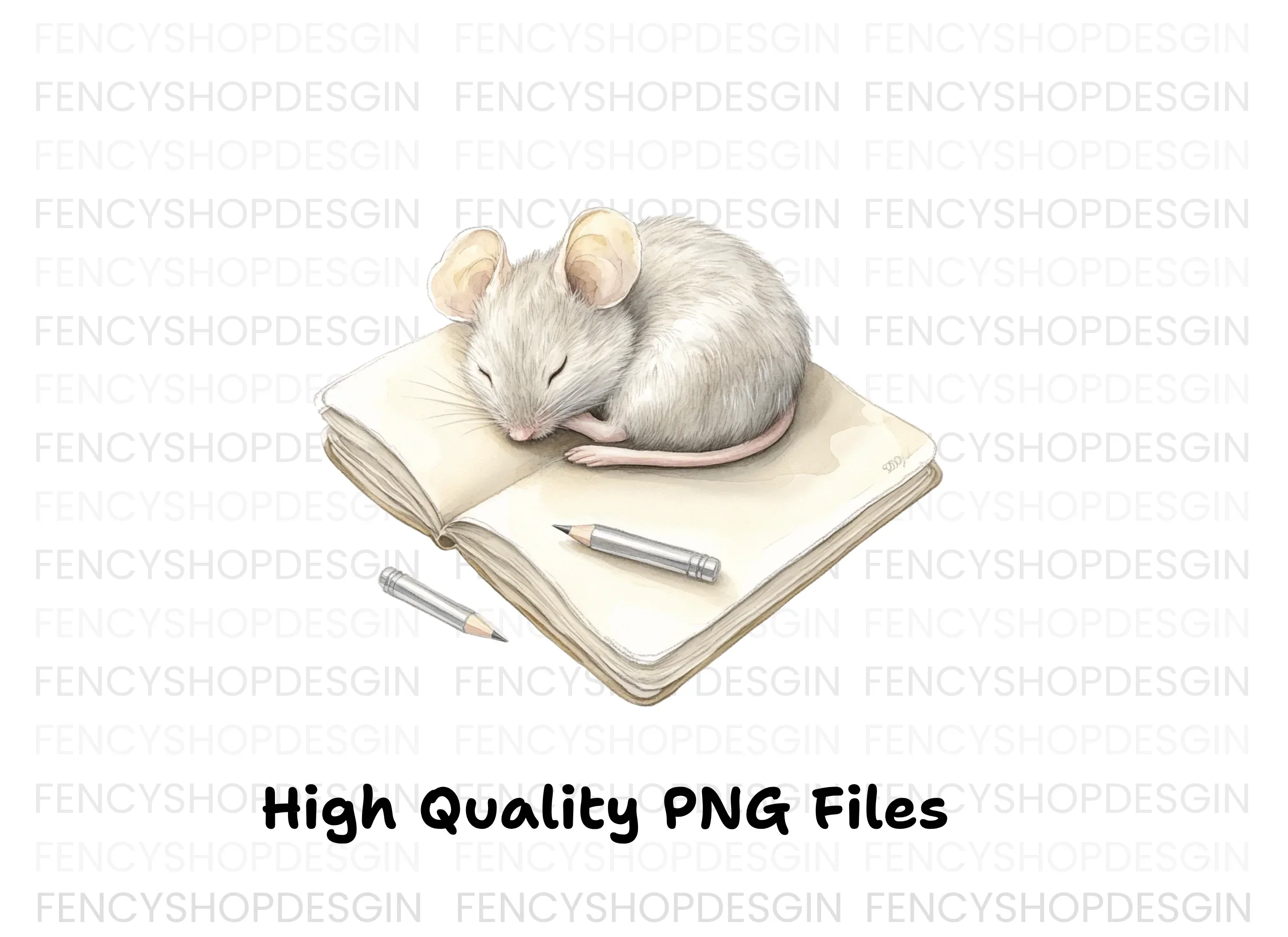 Sleeping Mice on Books Clipart Bundle - Image 2