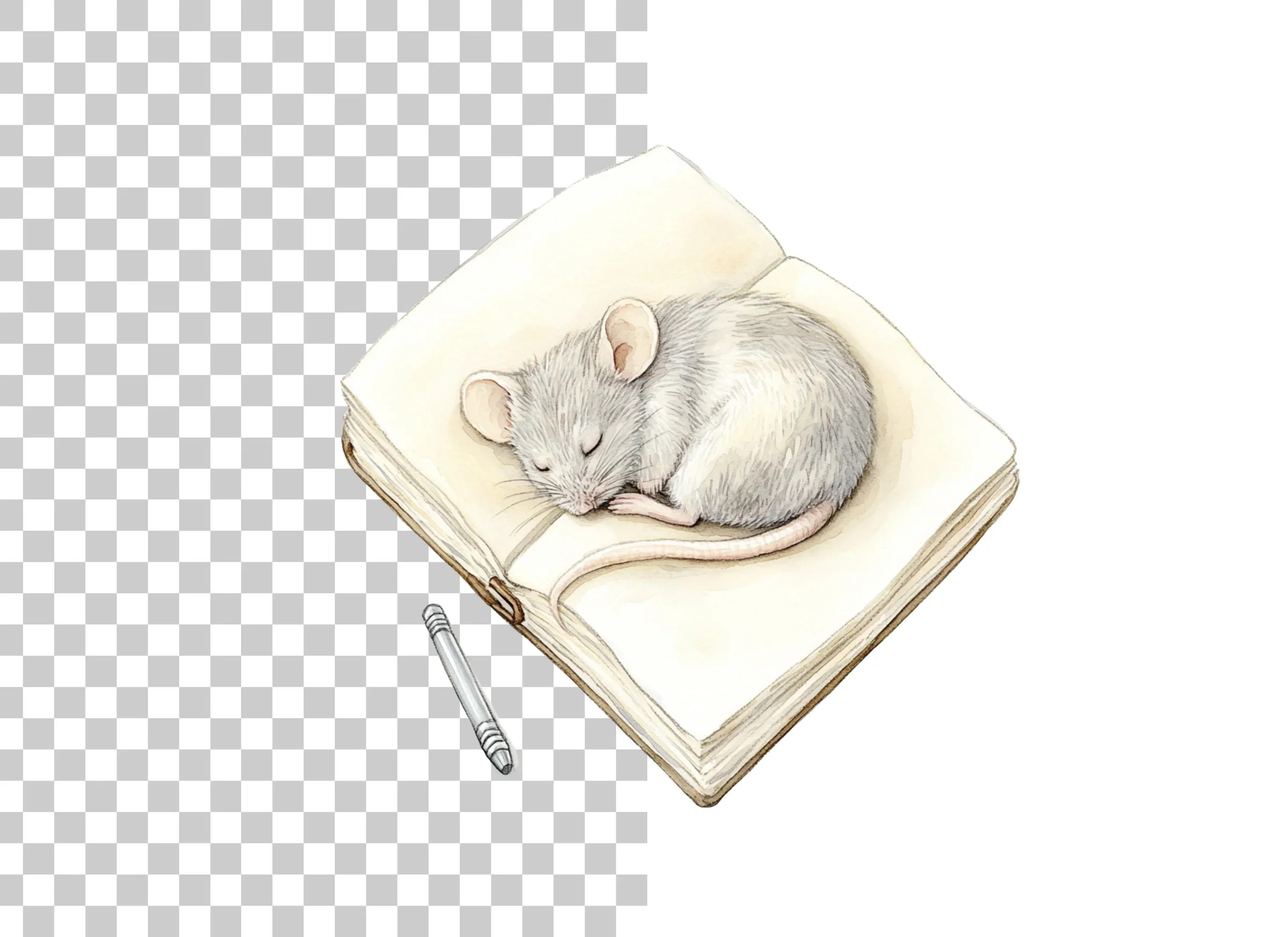 Sleeping Mice on Books Clipart Bundle - Image 6