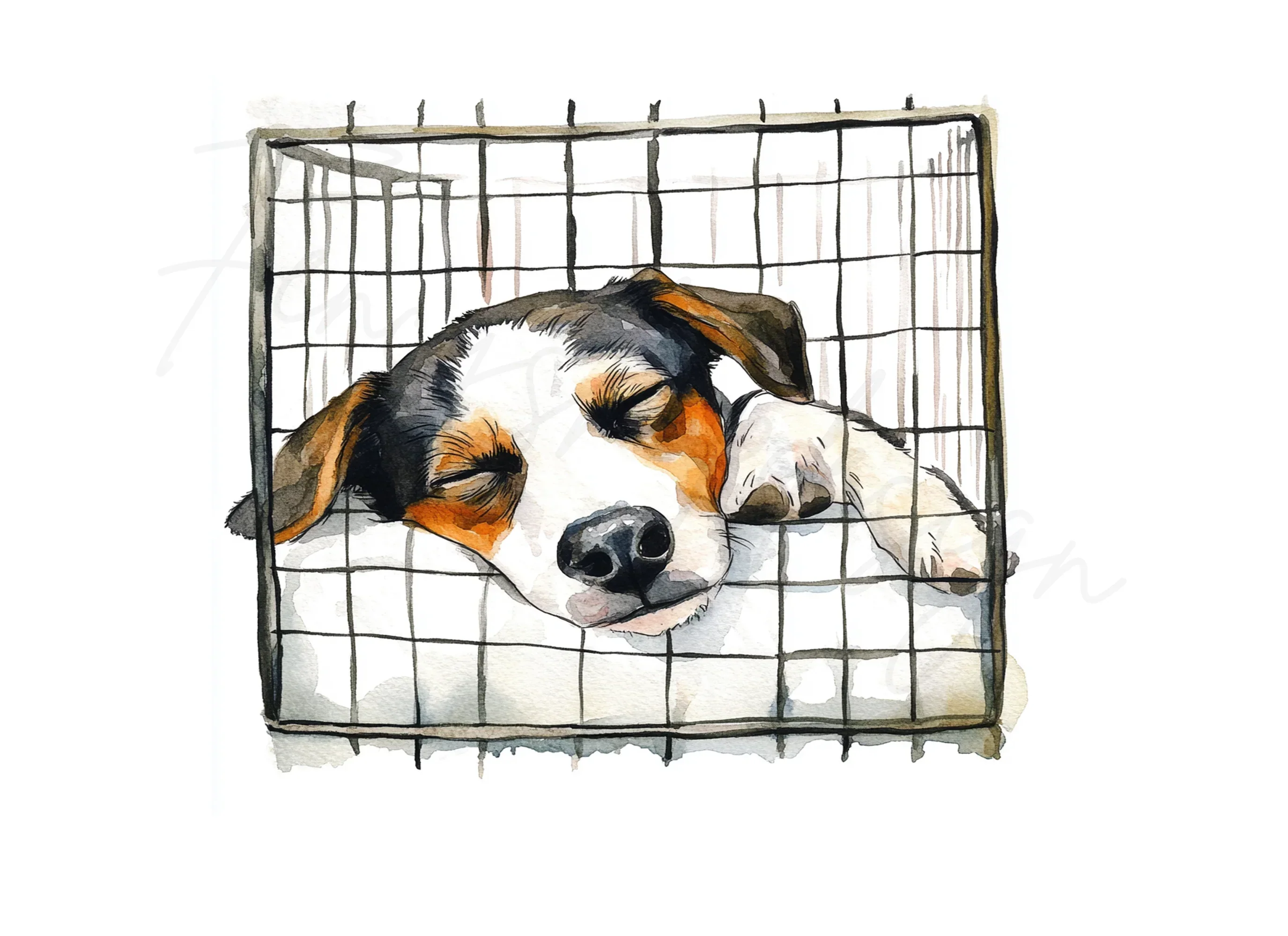 Sleeping Puppies in Crates Clipart Bundle - Image 2