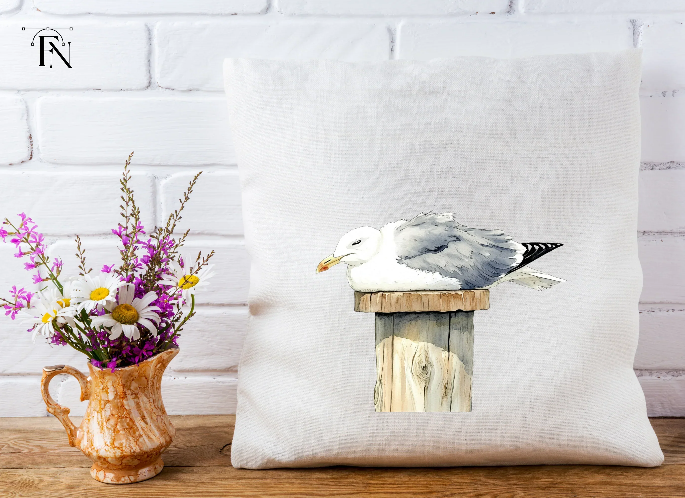 Sleeping Seagulls on Wooden Posts Clipart Bundle - Image 5