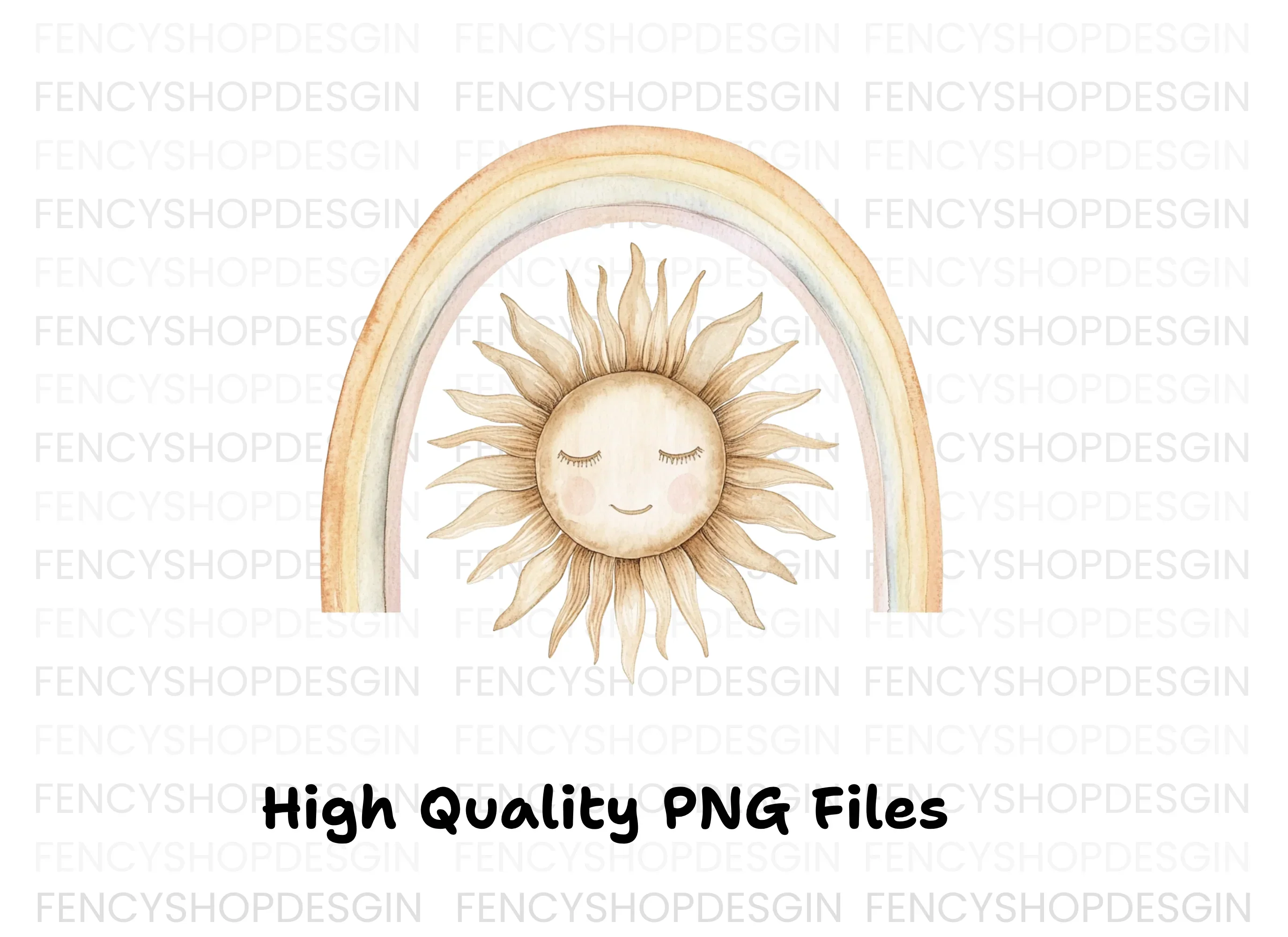 Sleeping Sun Under Boho Rainbow Clipart Bundle - Image 2