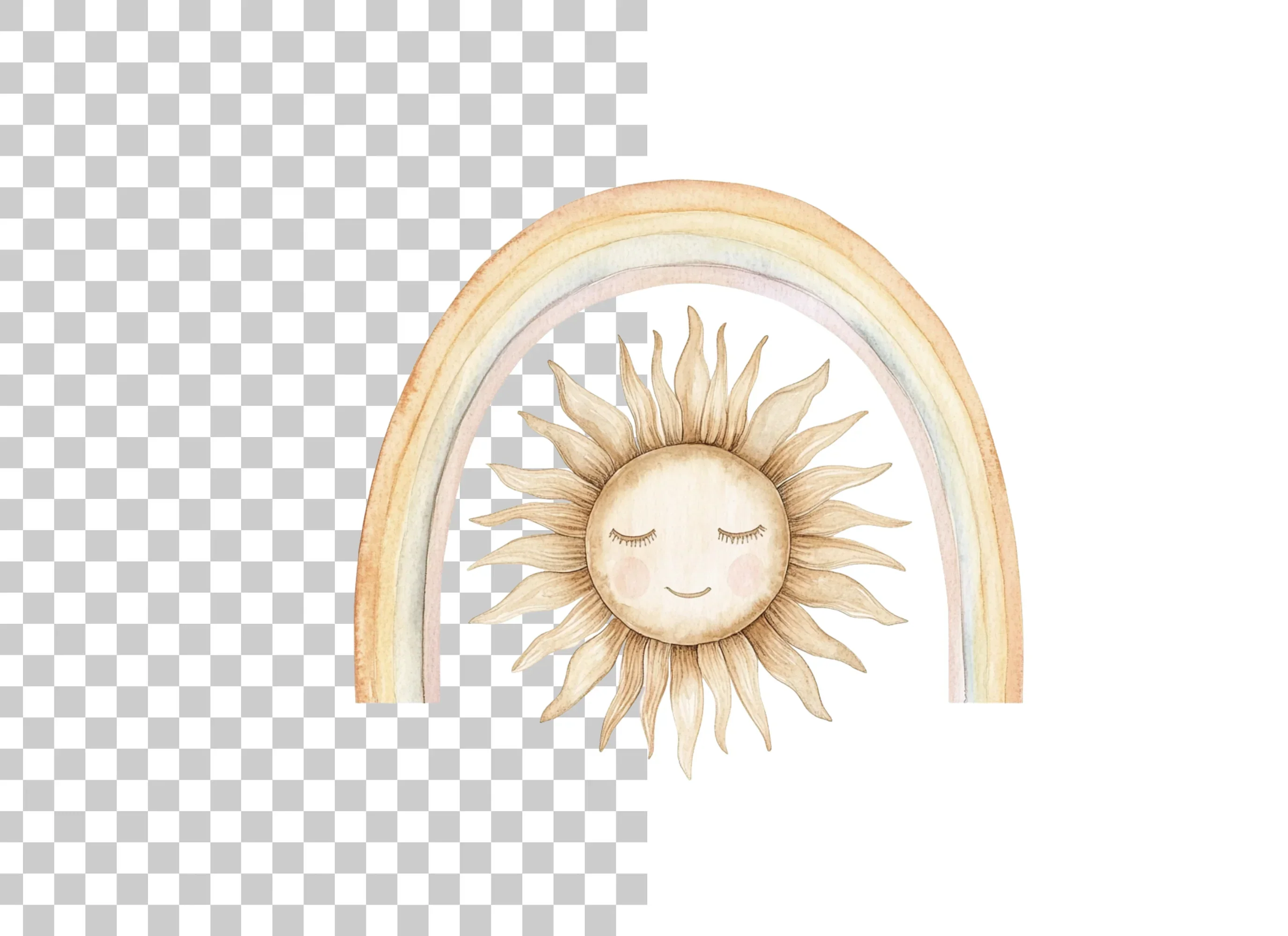 Sleeping Sun Under Boho Rainbow Clipart Bundle - Image 5