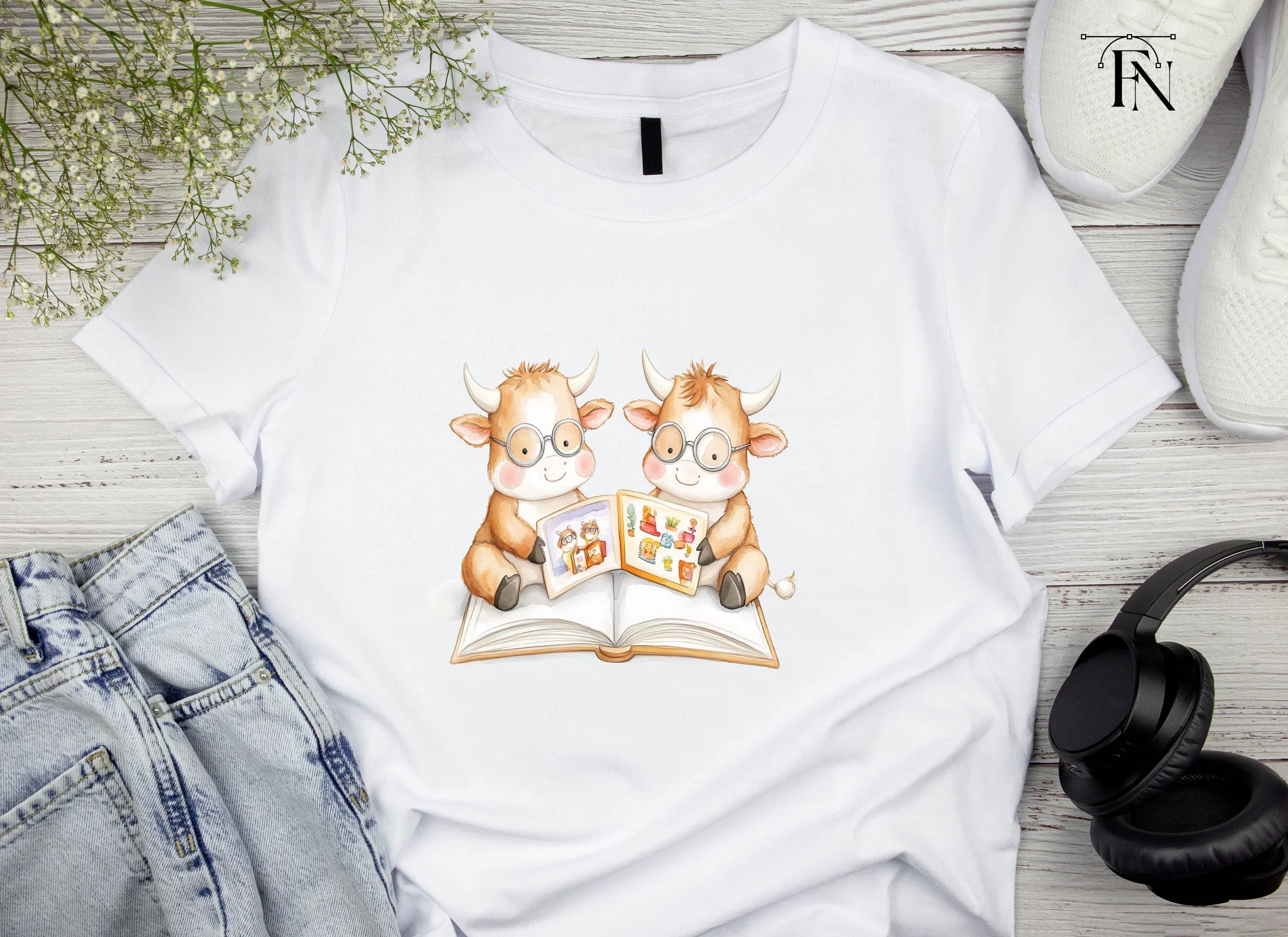 Smart Calf Reading Books Clipart Bundle - Image 4