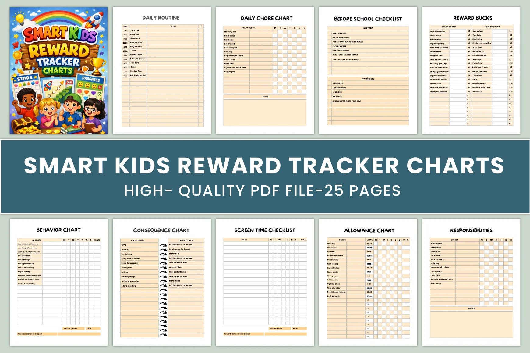 Smart Kids Reward Charts Planner
