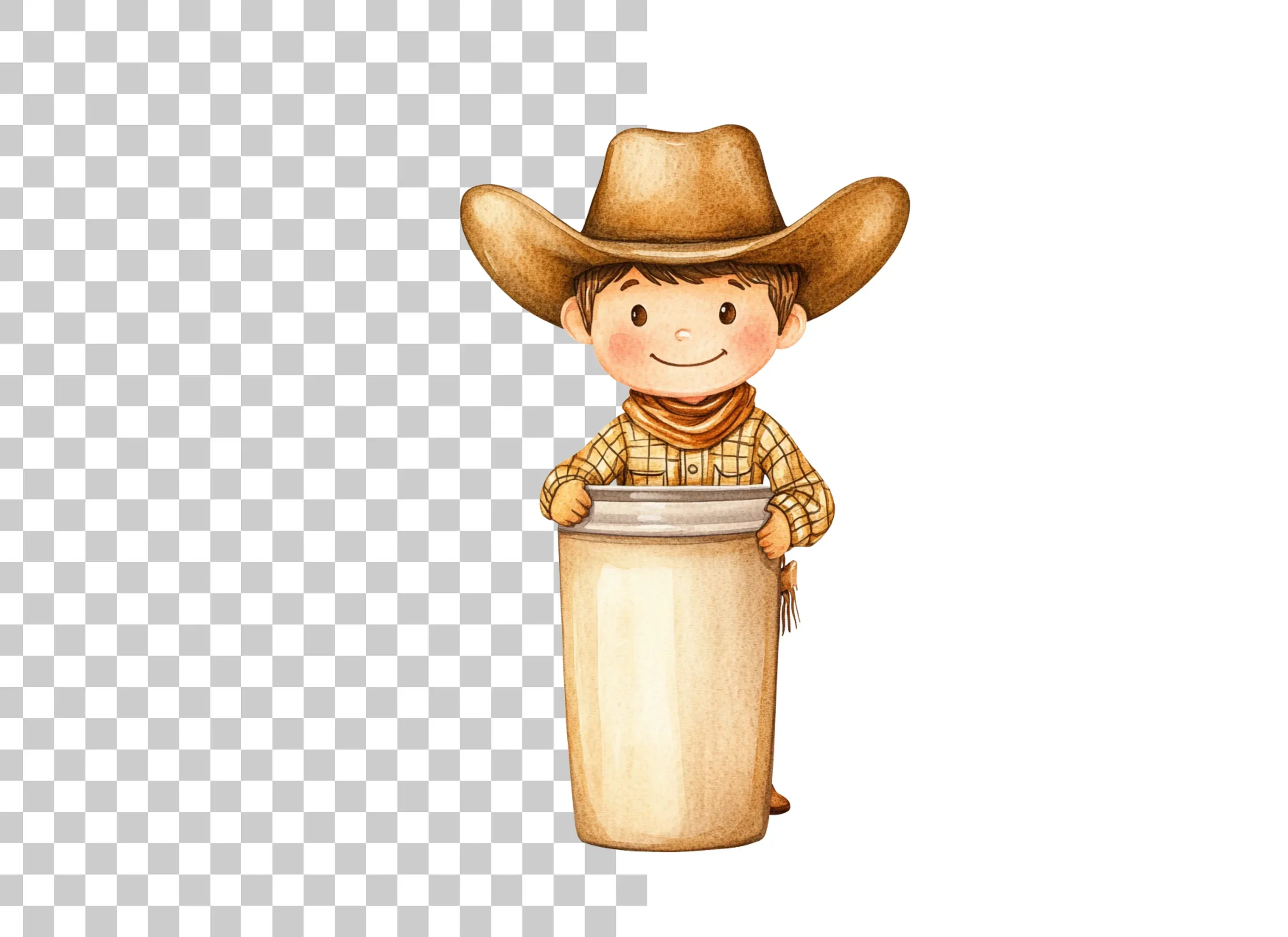 Smiling Cowboy Kid Holding Empty Bucket Clipart Bundle - Image 6