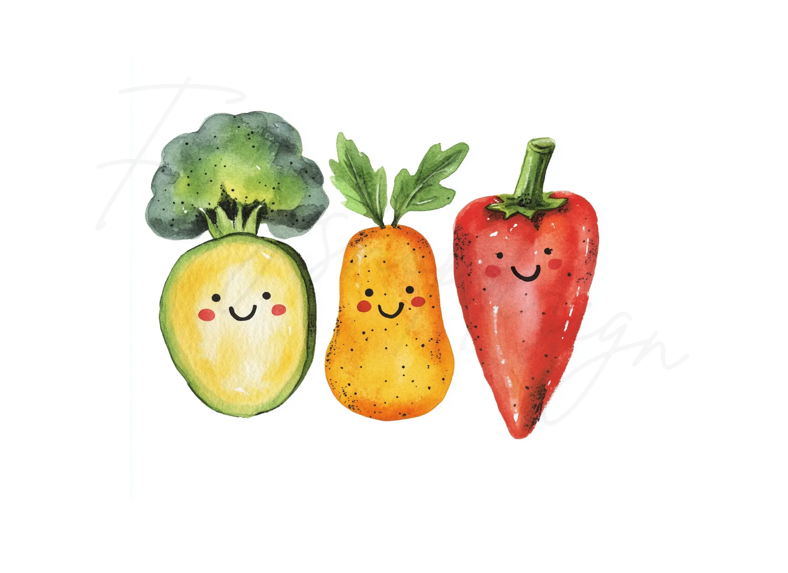 Smiling Fruit and Vegetable Friends Clipart Bundle - Image 3