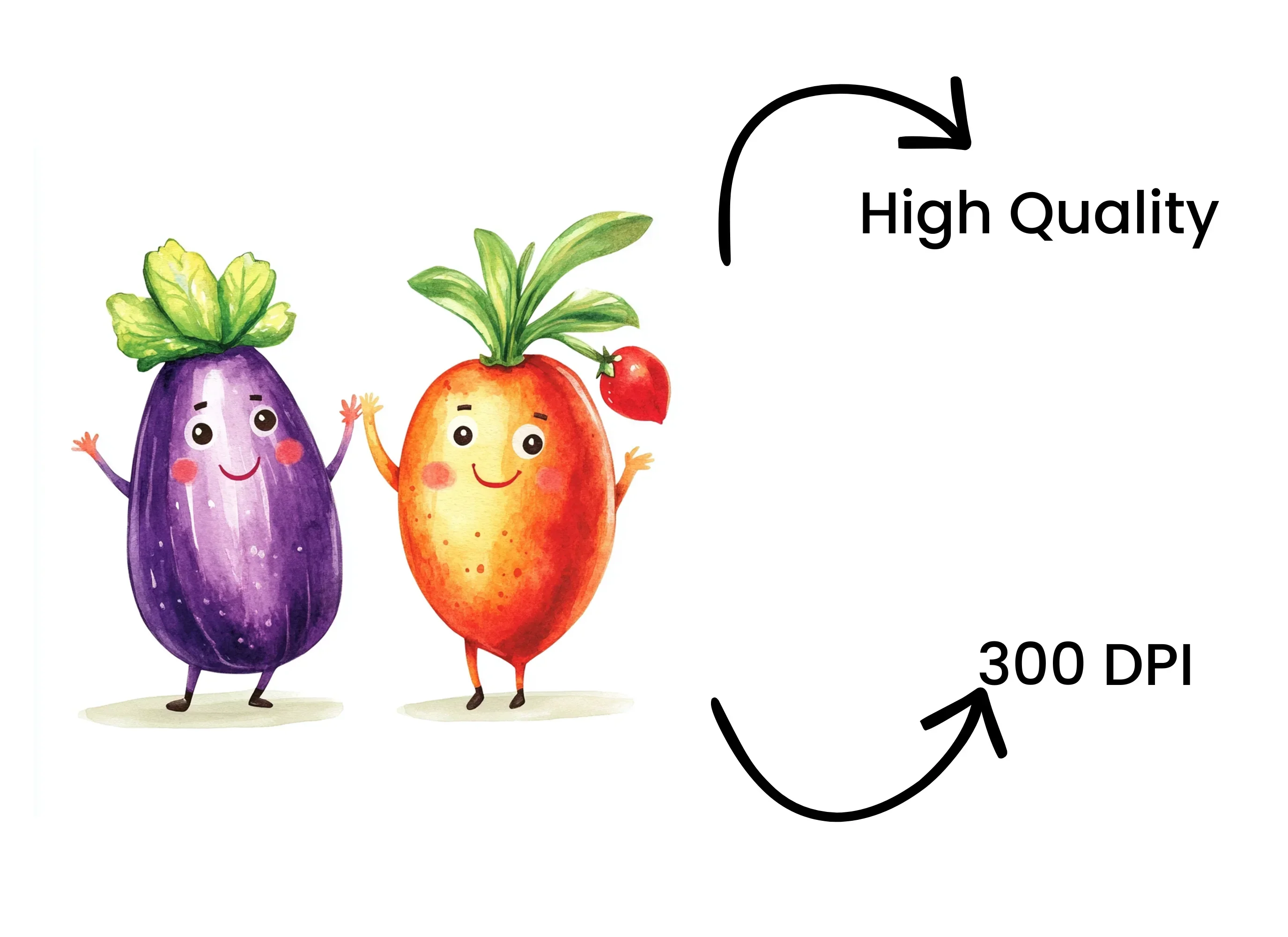 Smiling Fruit and Vegetable Friends Clipart Bundle - Image 4
