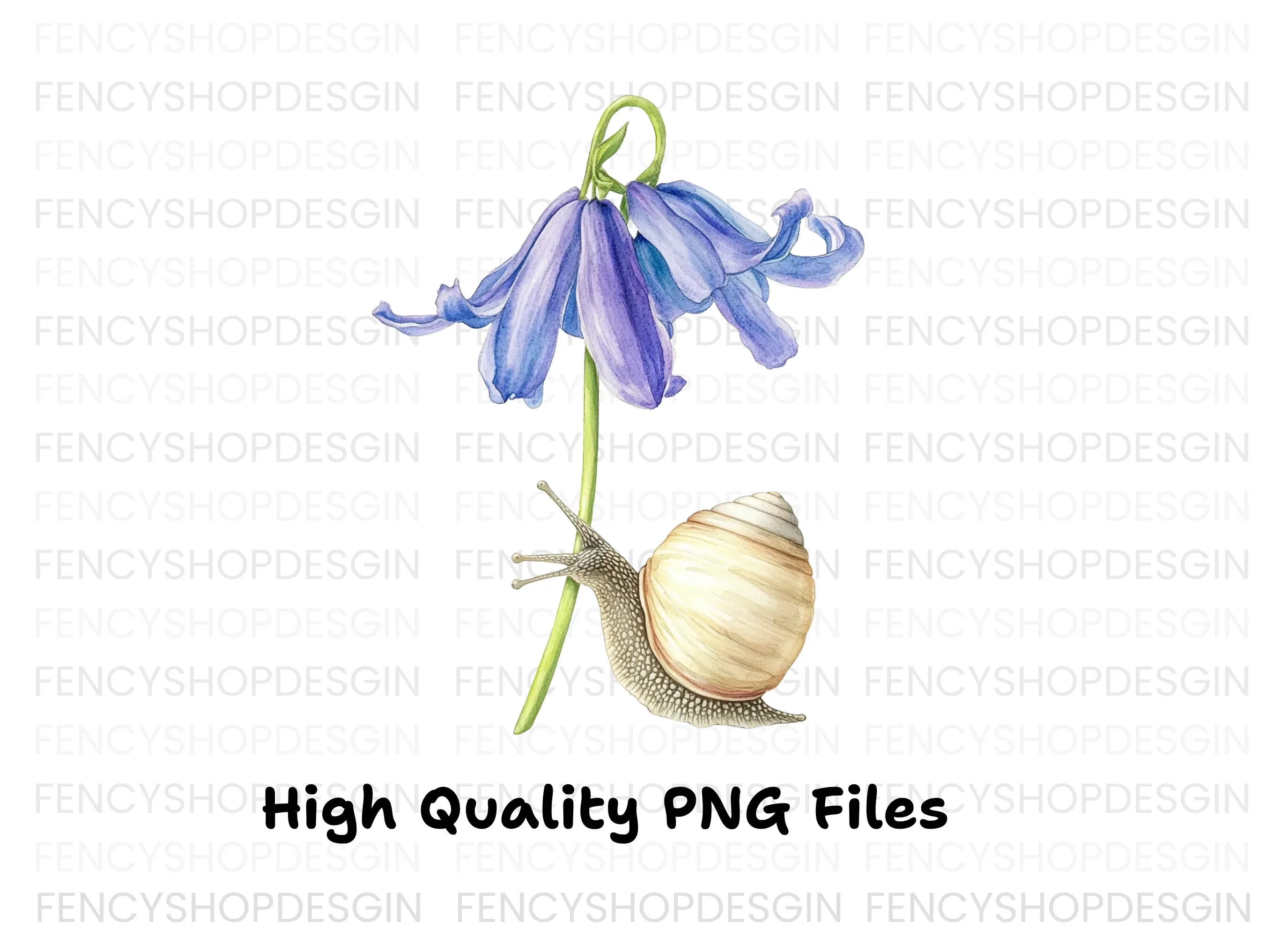 Snail and Bluebell Flower Clipart Bundle - Image 2
