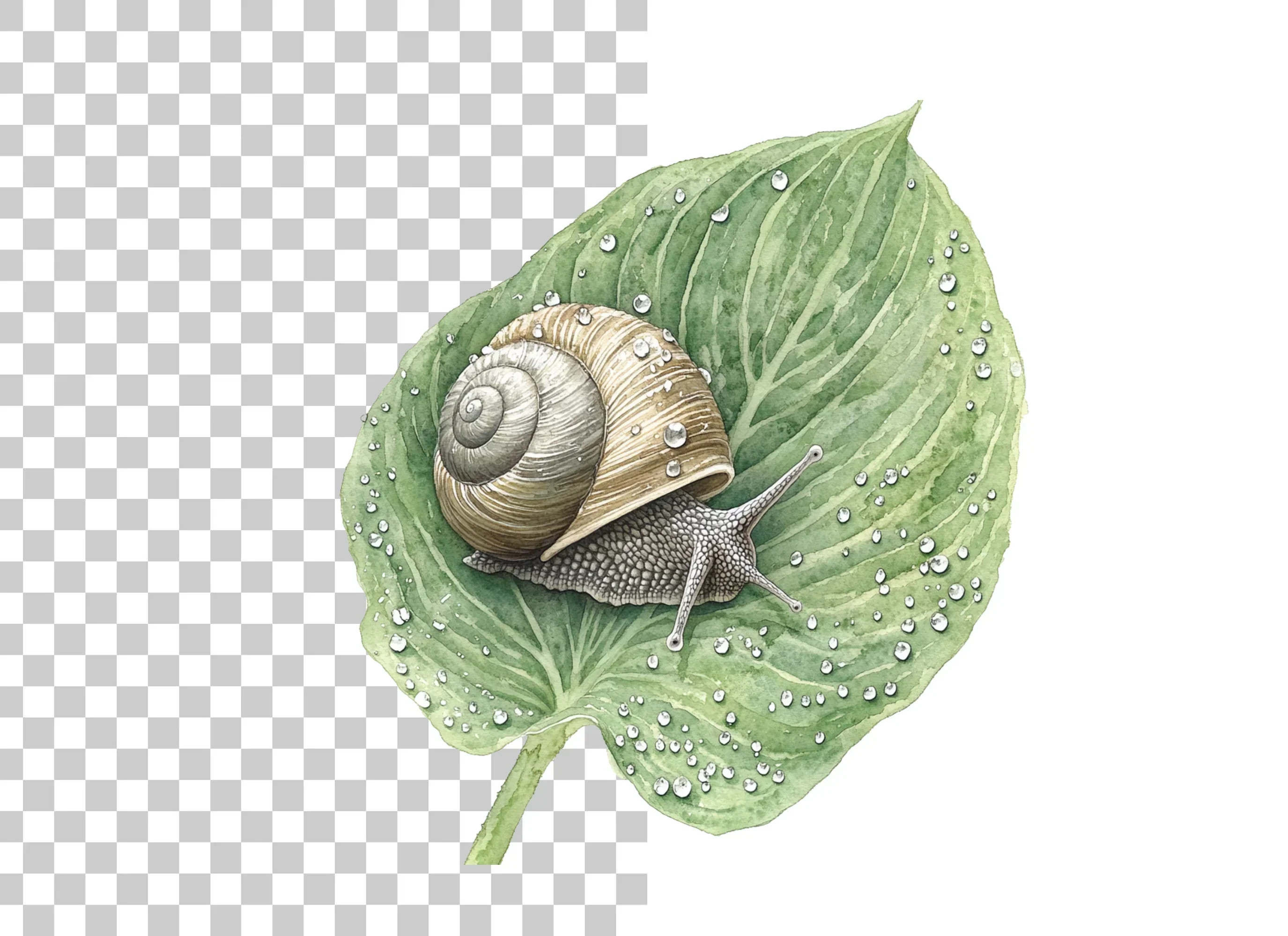 Snails on Wet Leaves Clipart Bundle - Image 2