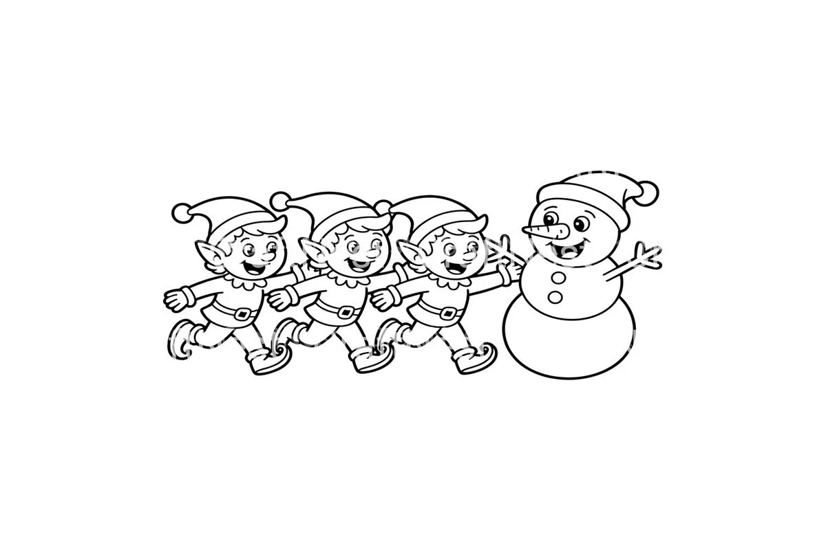 Snowman and Elf Winter Fun Coloring Books - Image 3