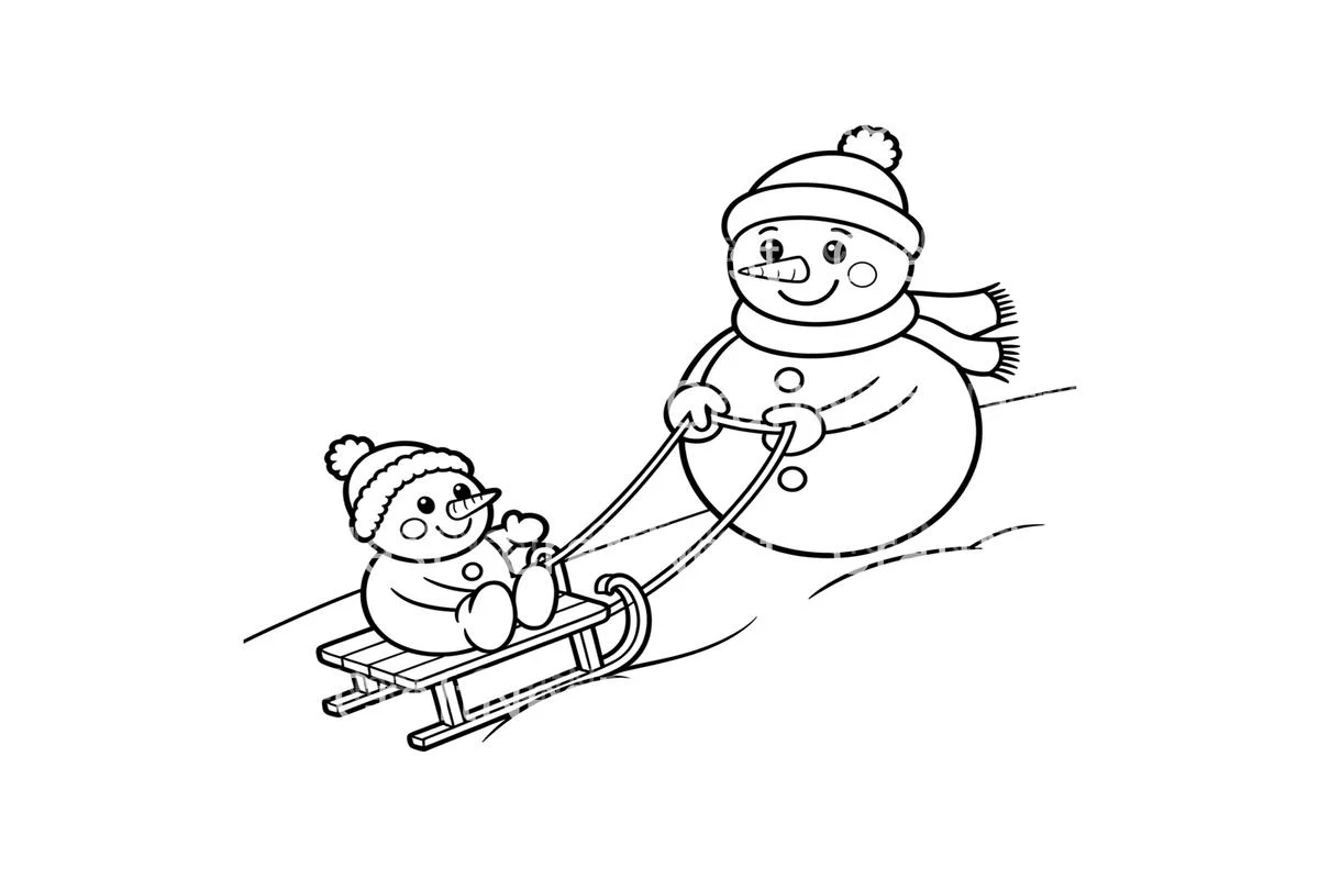 Snowman Sledding Winter Coloring Books - Image 3