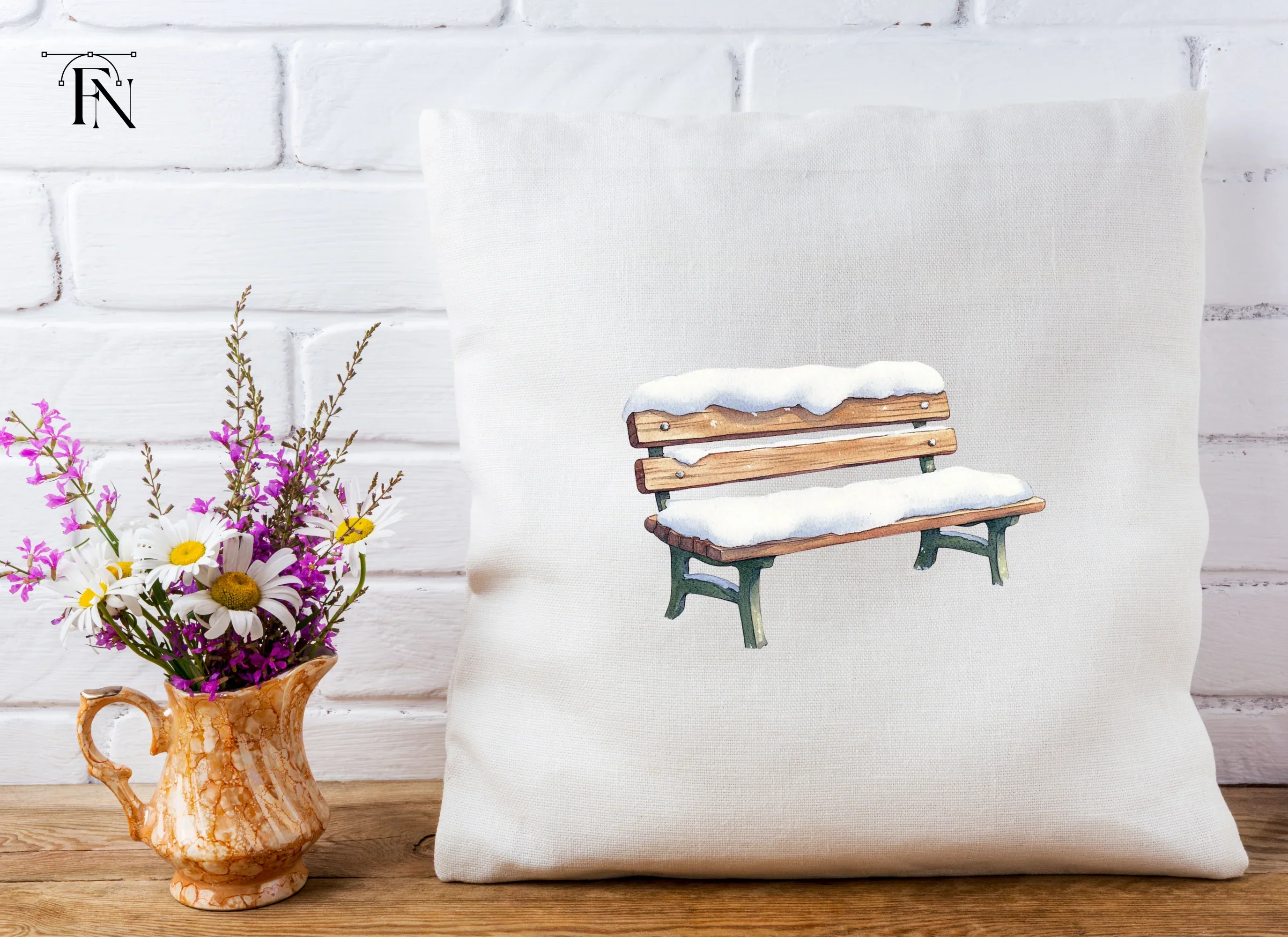 Snowy Wooden Park Bench Clipart Bundle - Image 5